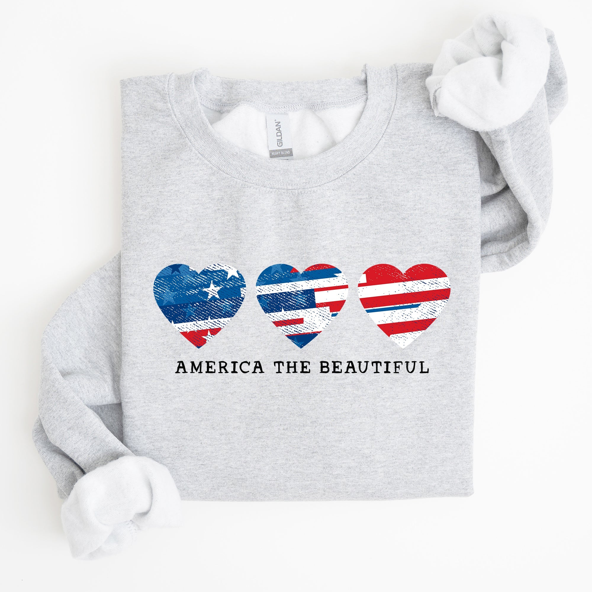 America The Beautiful Retro Hearts Patriotic Vintage American Pride Flag Inspired Sweatshirt