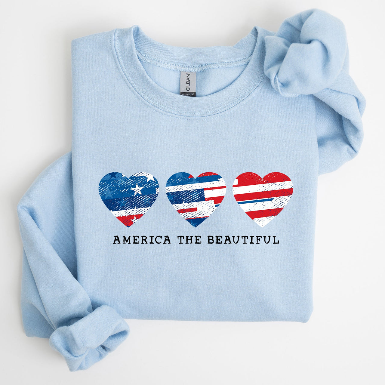America The Beautiful Retro Hearts Patriotic Vintage American Pride Flag Inspired Sweatshirt