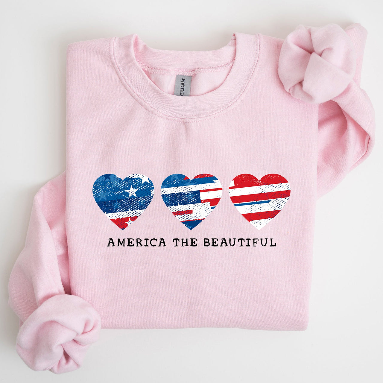 America The Beautiful Retro Hearts Patriotic Vintage American Pride Flag Inspired Sweatshirt