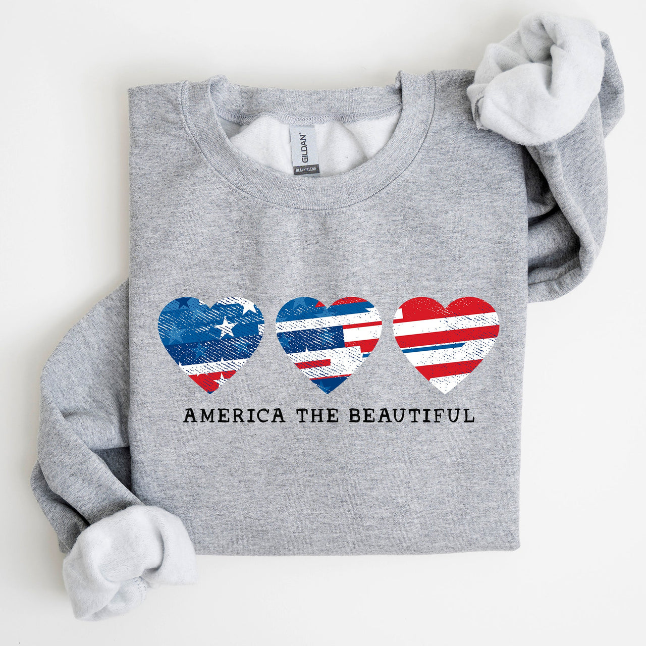 America The Beautiful Retro Hearts Patriotic Vintage American Pride Flag Inspired Sweatshirt