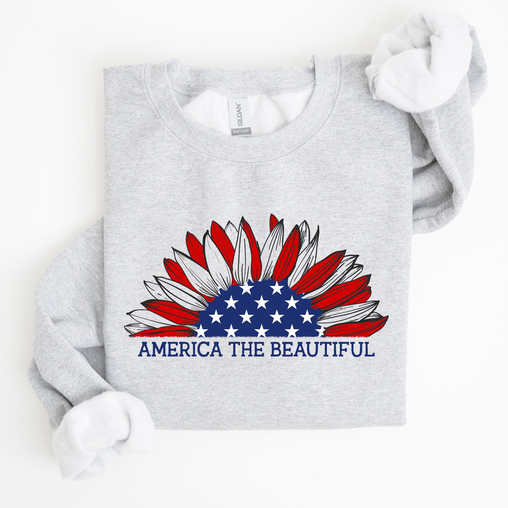 America The Beautiful Sunflower Patriotic Emblem Artwork In Bold Uplifting Style For Everyday Wear Sweatshirt