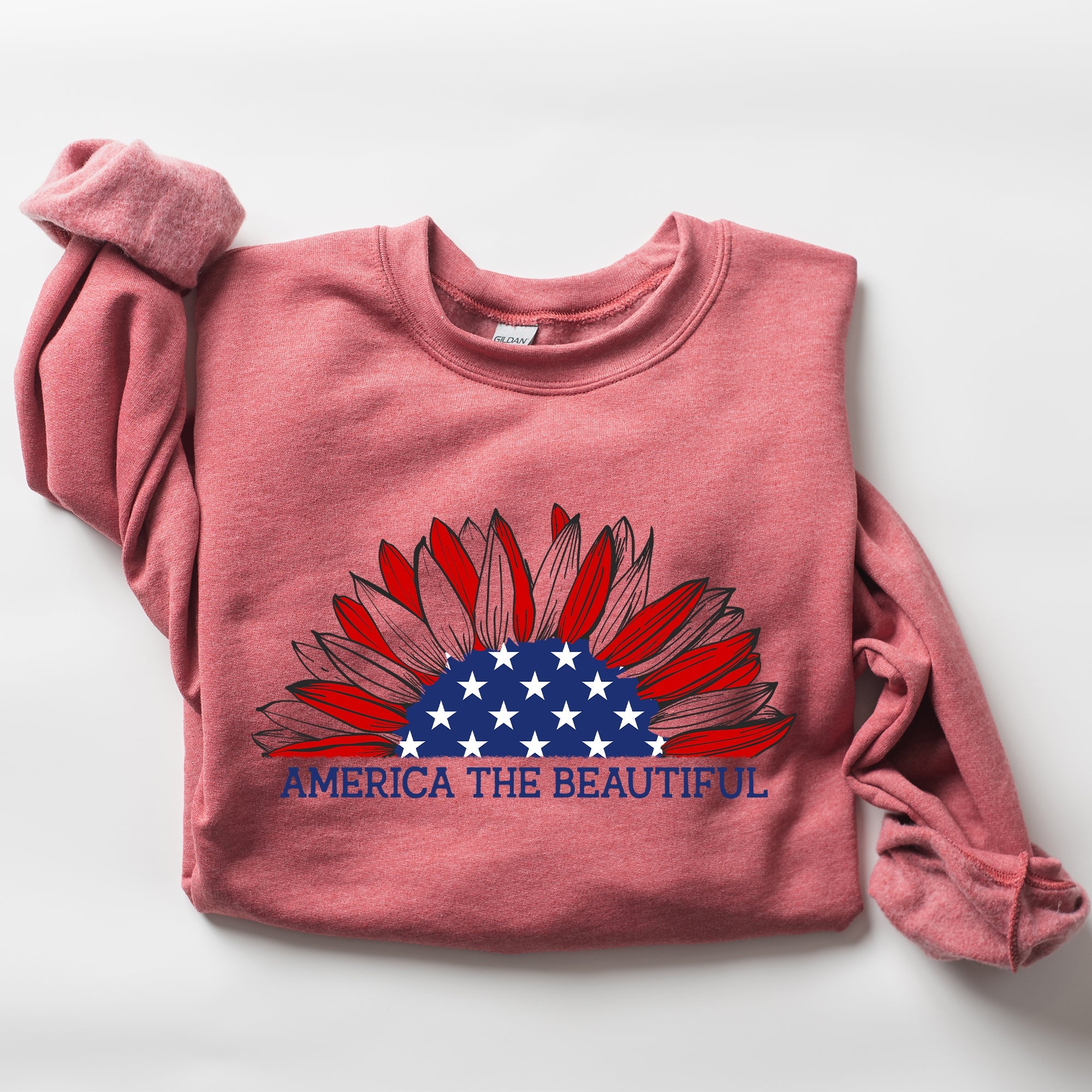 America The Beautiful Sunflower Patriotic Emblem Artwork In Bold Uplifting Style For Everyday Wear Sweatshirt