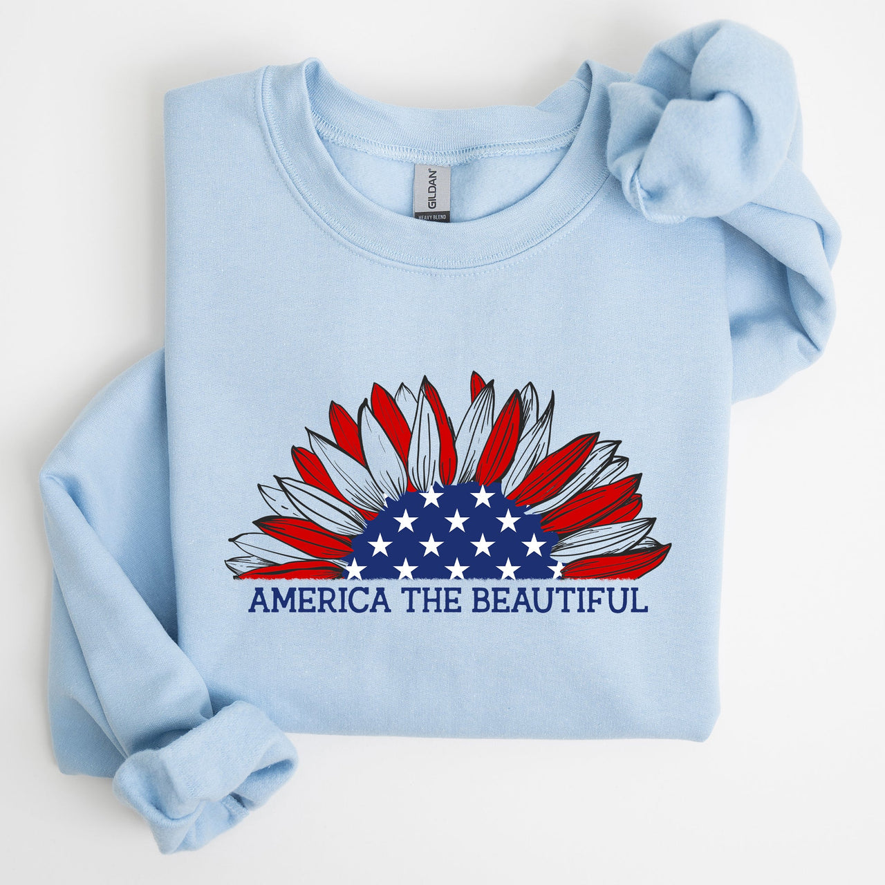 America The Beautiful Sunflower Patriotic Emblem Artwork In Bold Uplifting Style For Everyday Wear Sweatshirt