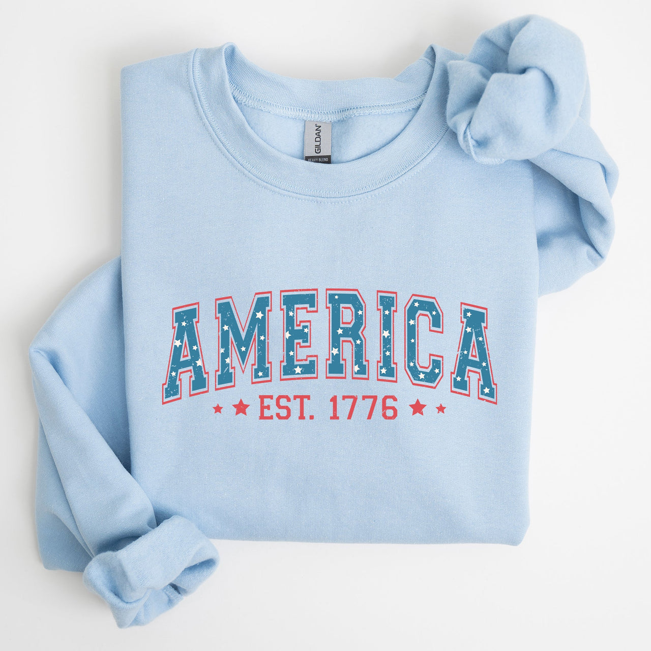 America 1776 Patriotic 4th of July Vintage Graphic Print Across Chest Sweatshirt