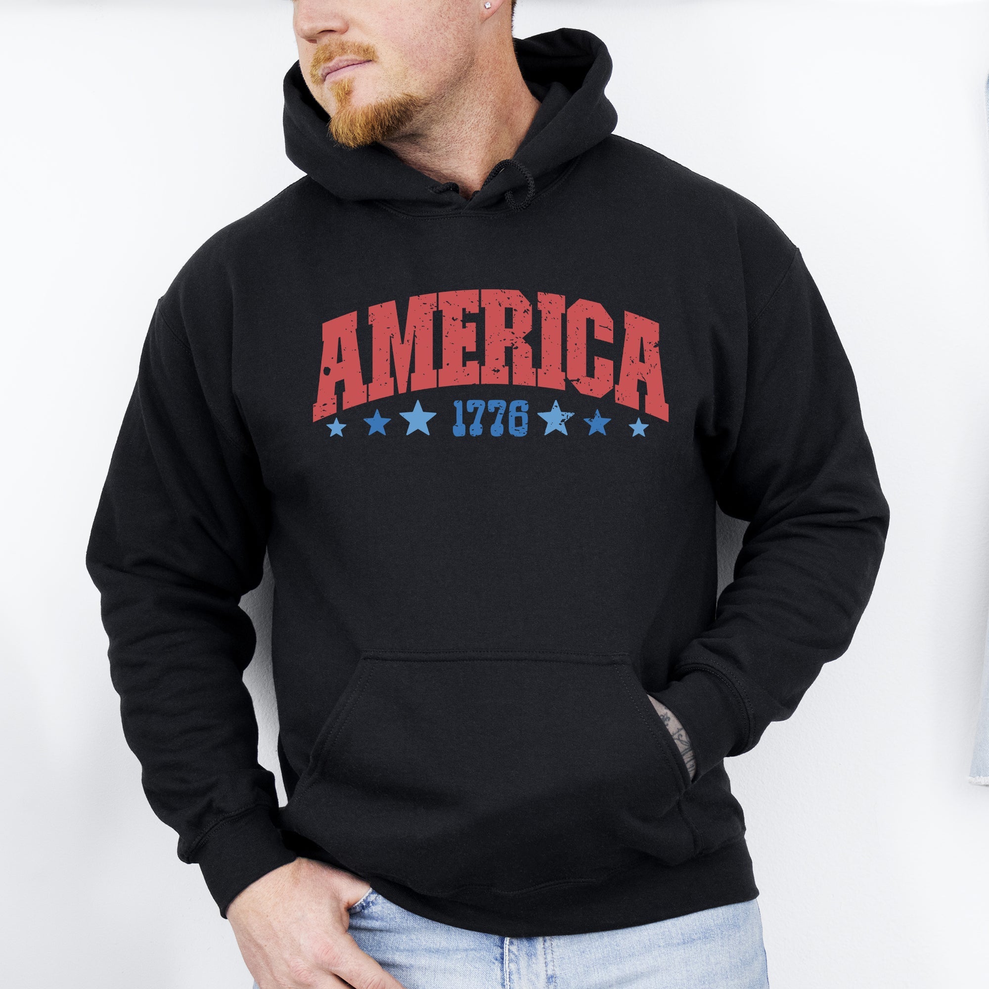 America 1776 Varsity Patriotic USA 4th Of July Fireworks Edition Premium Quality Hoodie