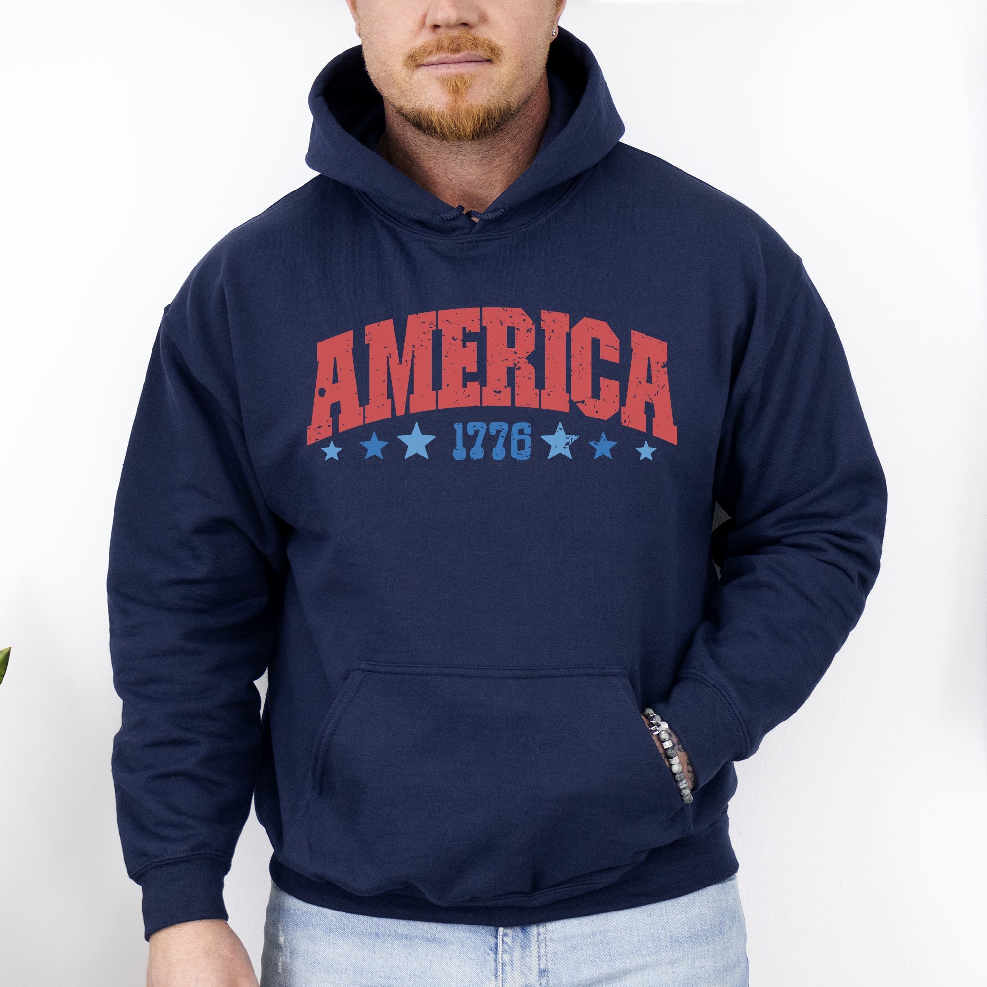 America 1776 Varsity Patriotic USA 4th Of July Fireworks Edition Premium Quality Hoodie