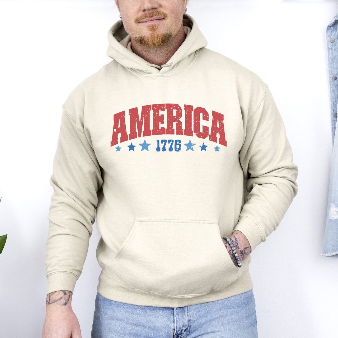 America 1776 Varsity Patriotic USA 4th Of July Fireworks Edition Premium Quality Hoodie