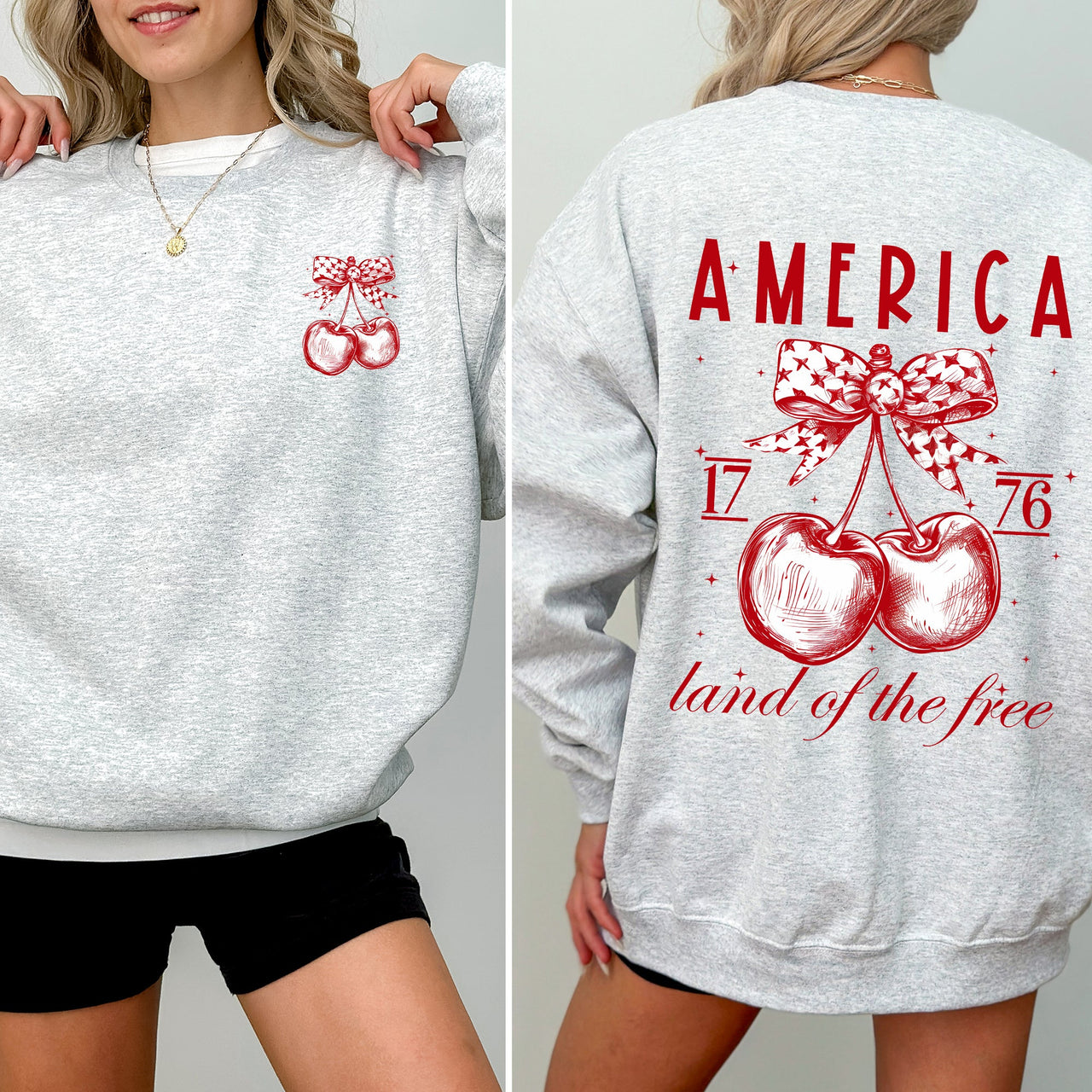 America, Land Of The Free, 1776, Cherries, Patriotic, 4th Of July USA Sweatshirt