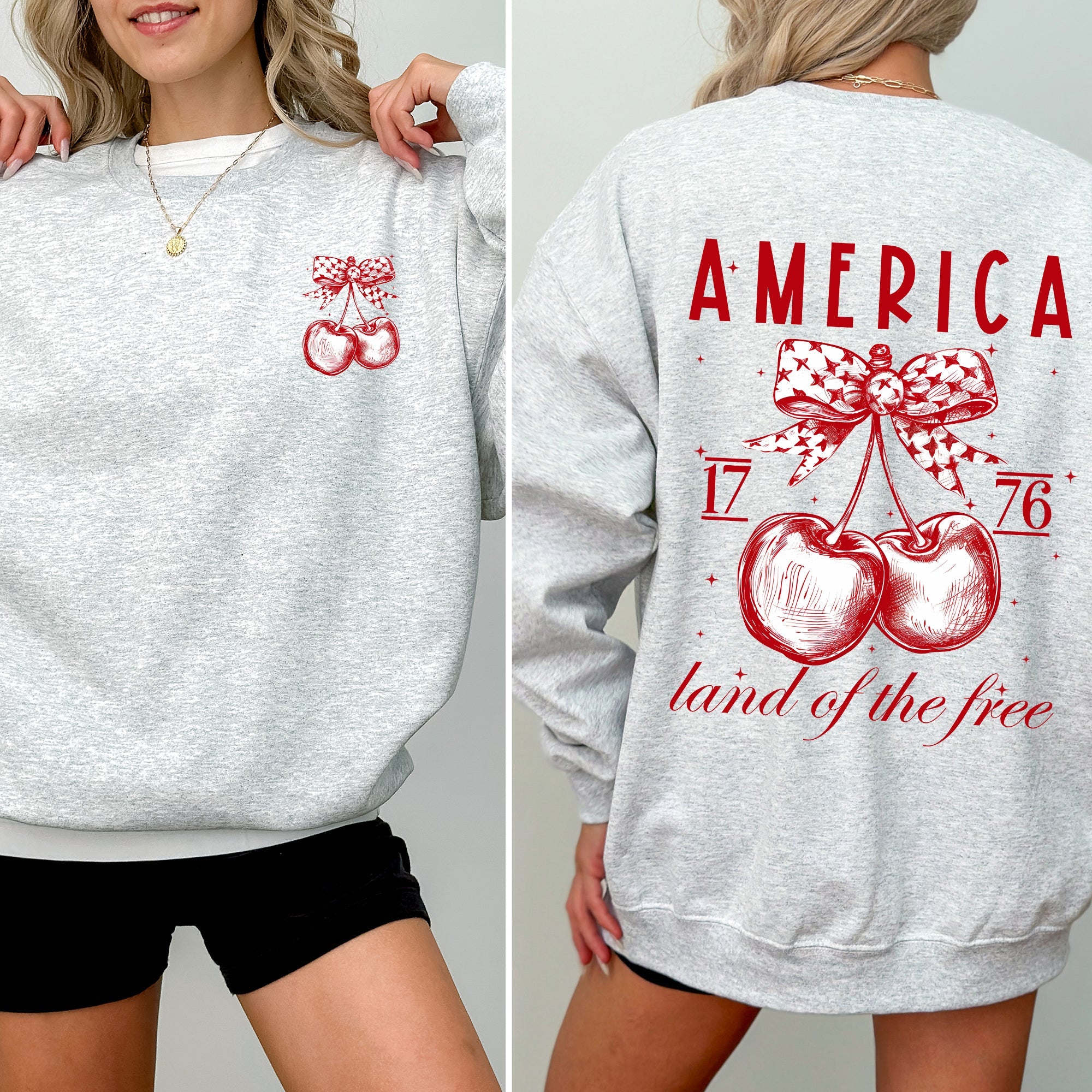 America, Land Of The Free, 1776, Cherries, Patriotic, 4th Of July USA Sweatshirt
