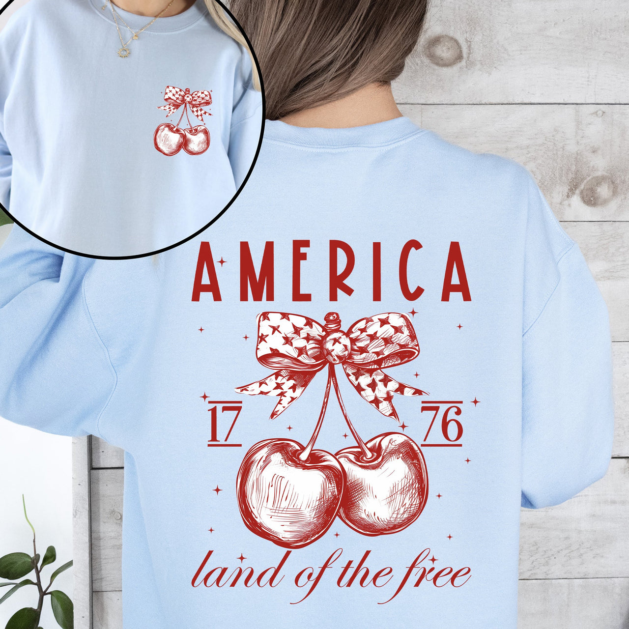 America, Land Of The Free, 1776, Cherries, Patriotic, 4th Of July USA Sweatshirt