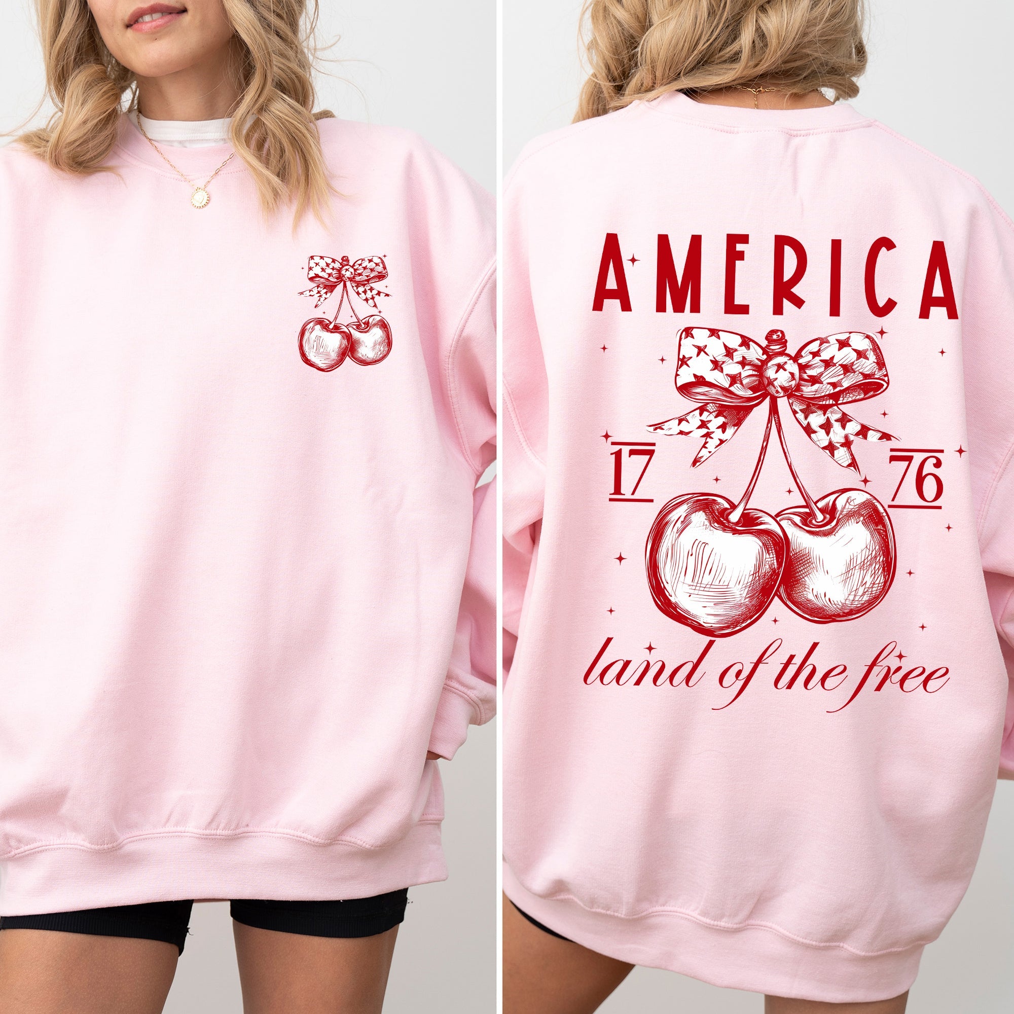 America, Land Of The Free, 1776, Cherries, Patriotic, 4th Of July USA Sweatshirt
