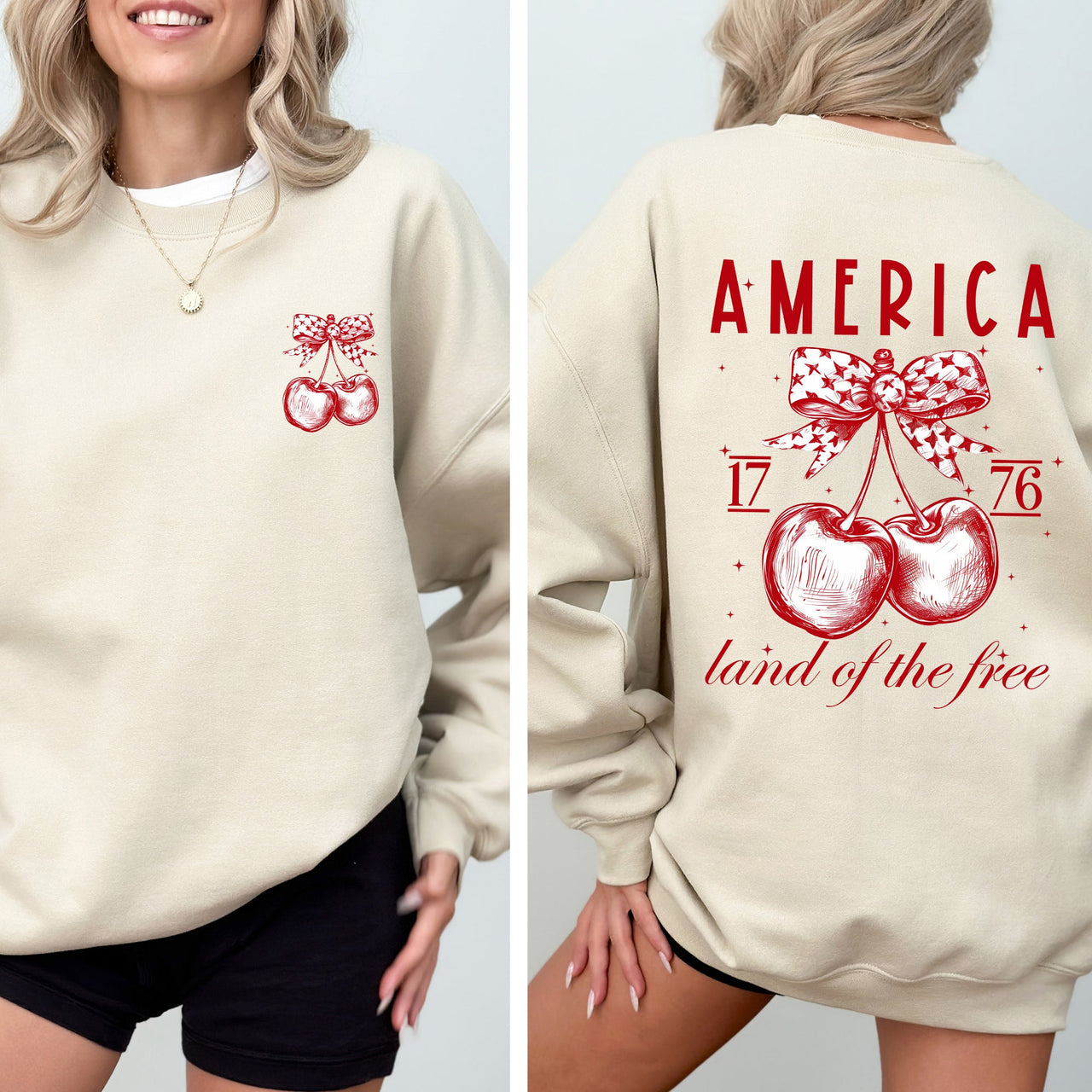 America, Land Of The Free, 1776, Cherries, Patriotic, 4th Of July USA Sweatshirt