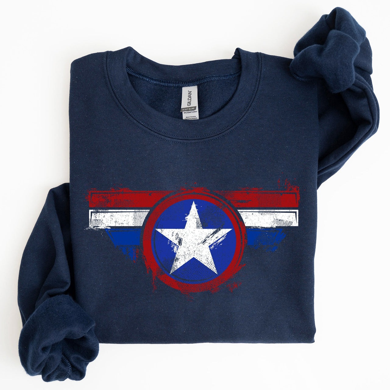 America Super Hero Flag Patriotic 4th of July United States Flag Emblem Graphic Inspired Sweatshirt