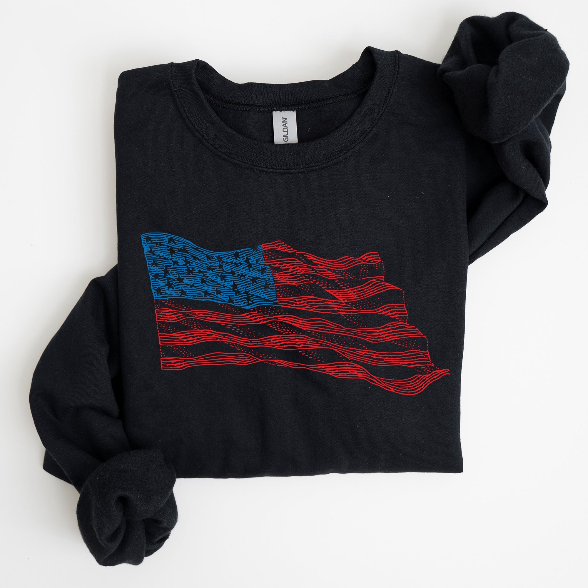 American Flag Illustration Patriotic 4th Of July Celebration Premium Edition Sweatshirt