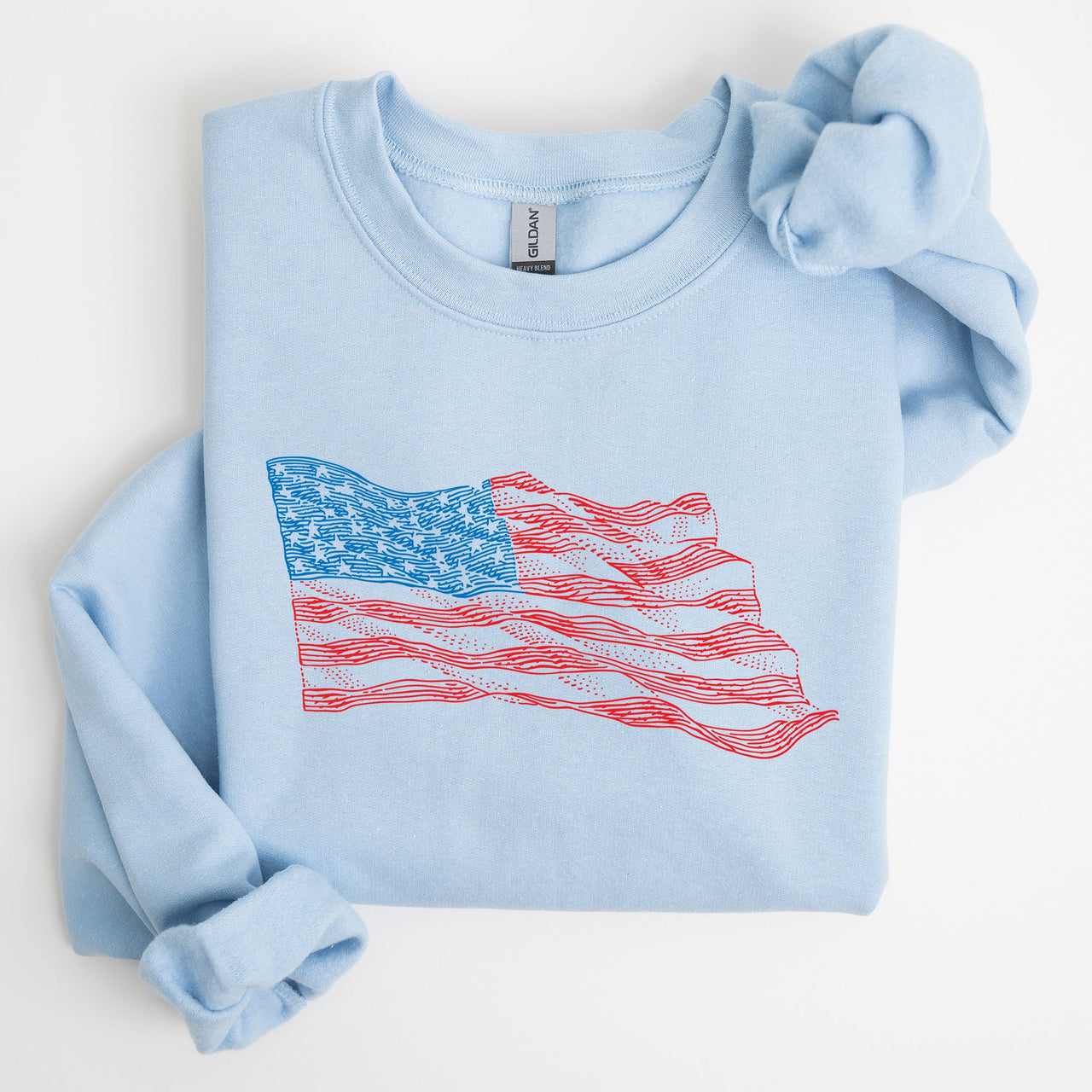 American Flag Illustration Patriotic 4th Of July Celebration Premium Edition Sweatshirt