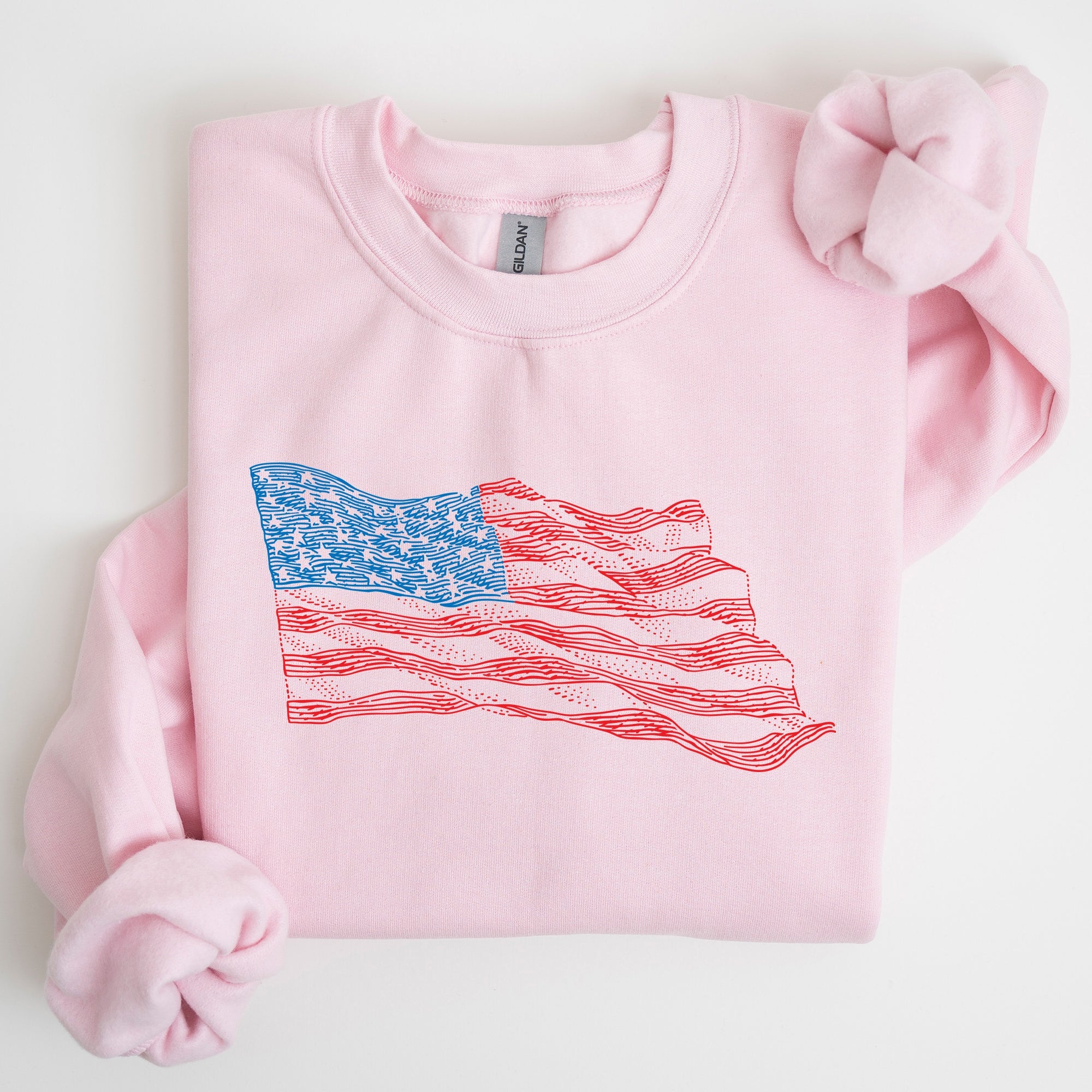 American Flag Illustration Patriotic 4th Of July Celebration Premium Edition Sweatshirt