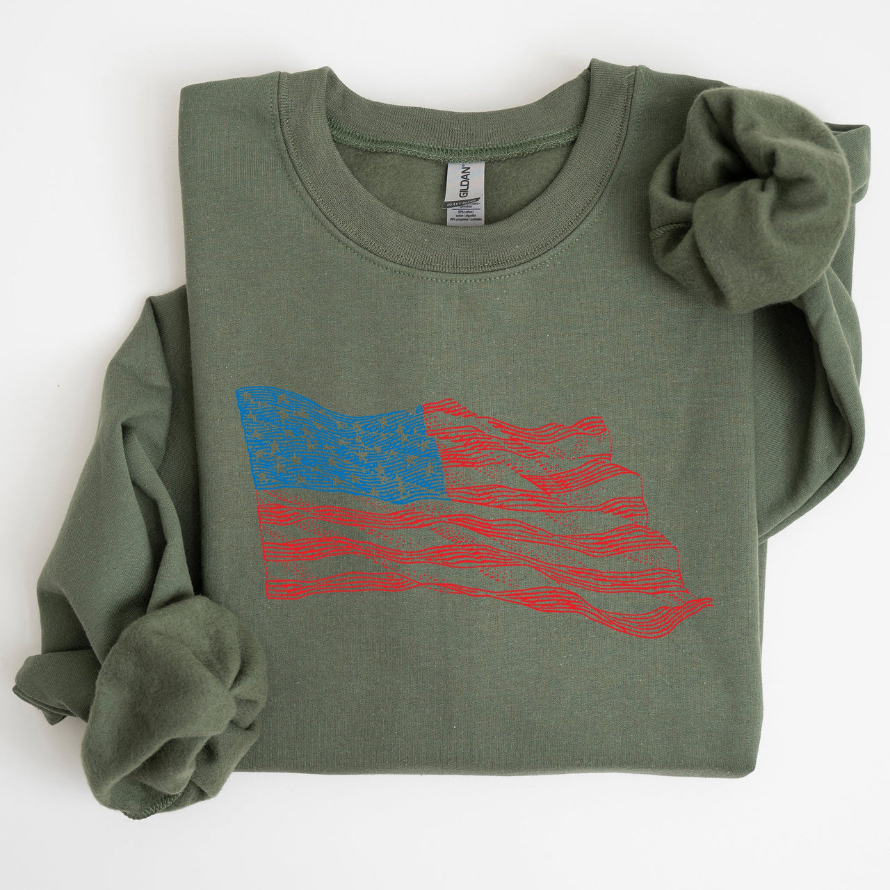 American Flag Illustration Patriotic 4th Of July Celebration Premium Edition Sweatshirt