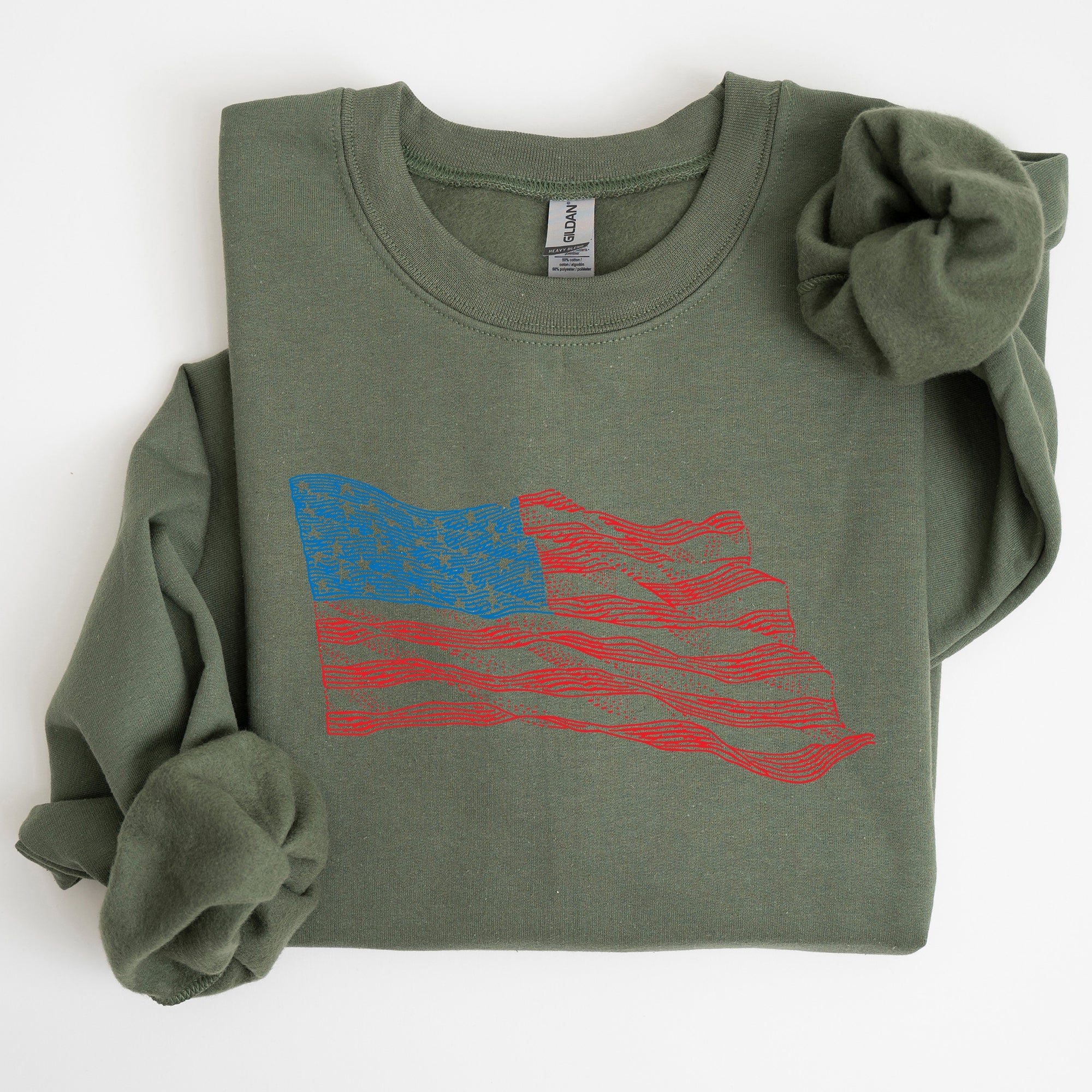 American Flag Illustration Patriotic 4th Of July Celebration Premium Edition Sweatshirt