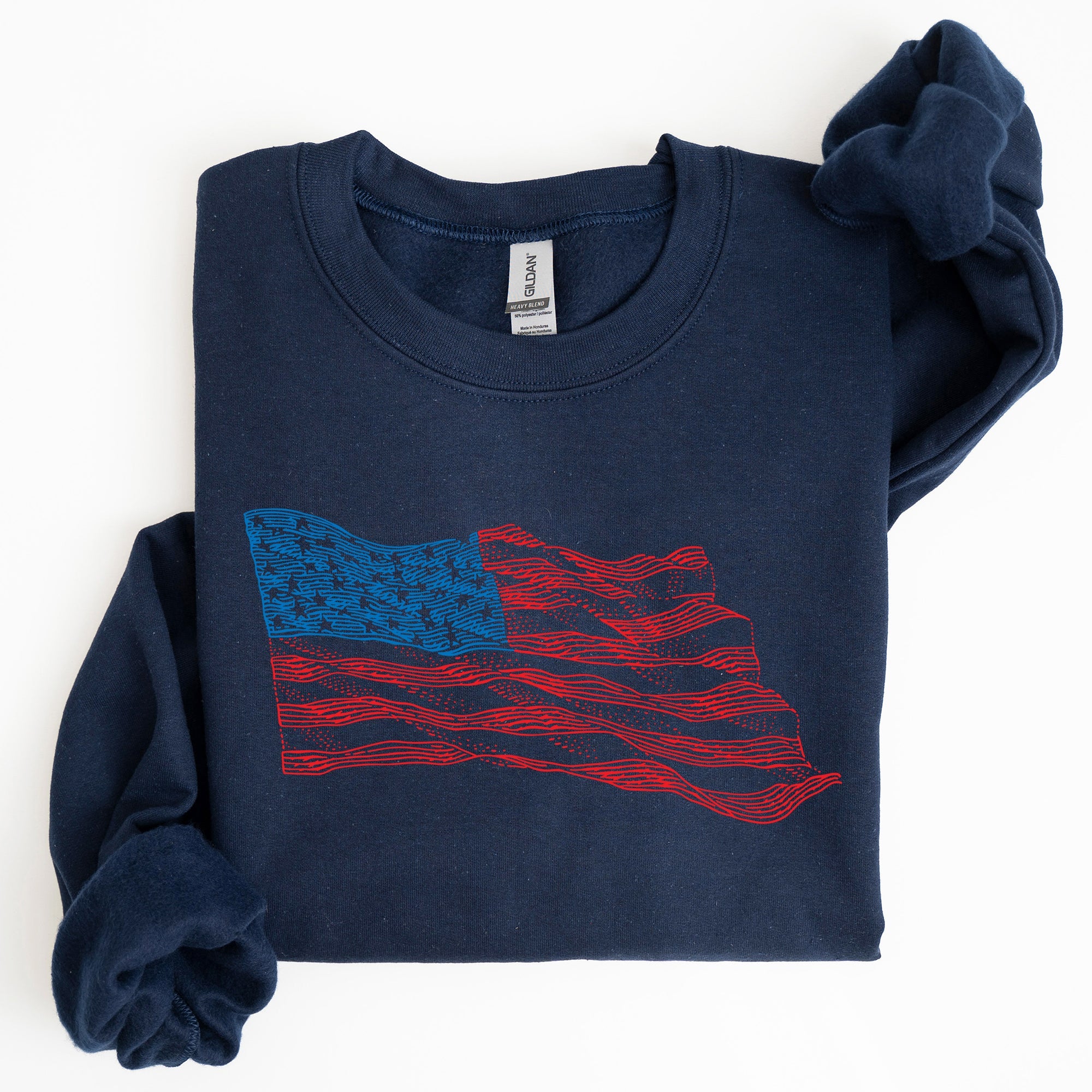 American Flag Illustration Patriotic 4th Of July Celebration Premium Edition Sweatshirt
