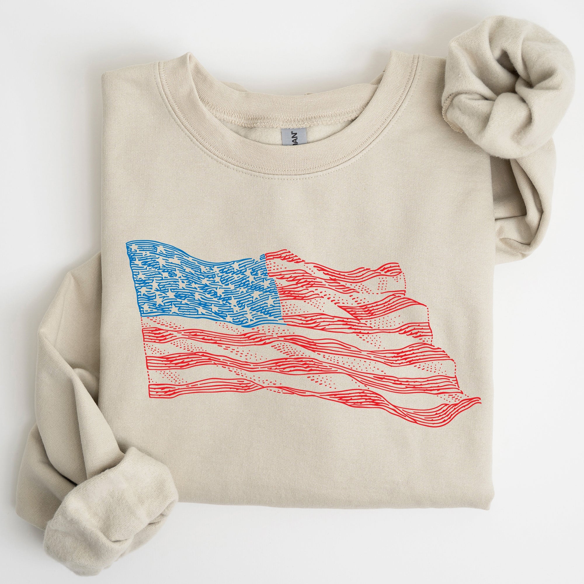 American Flag Illustration Patriotic 4th Of July Celebration Premium Edition Sweatshirt
