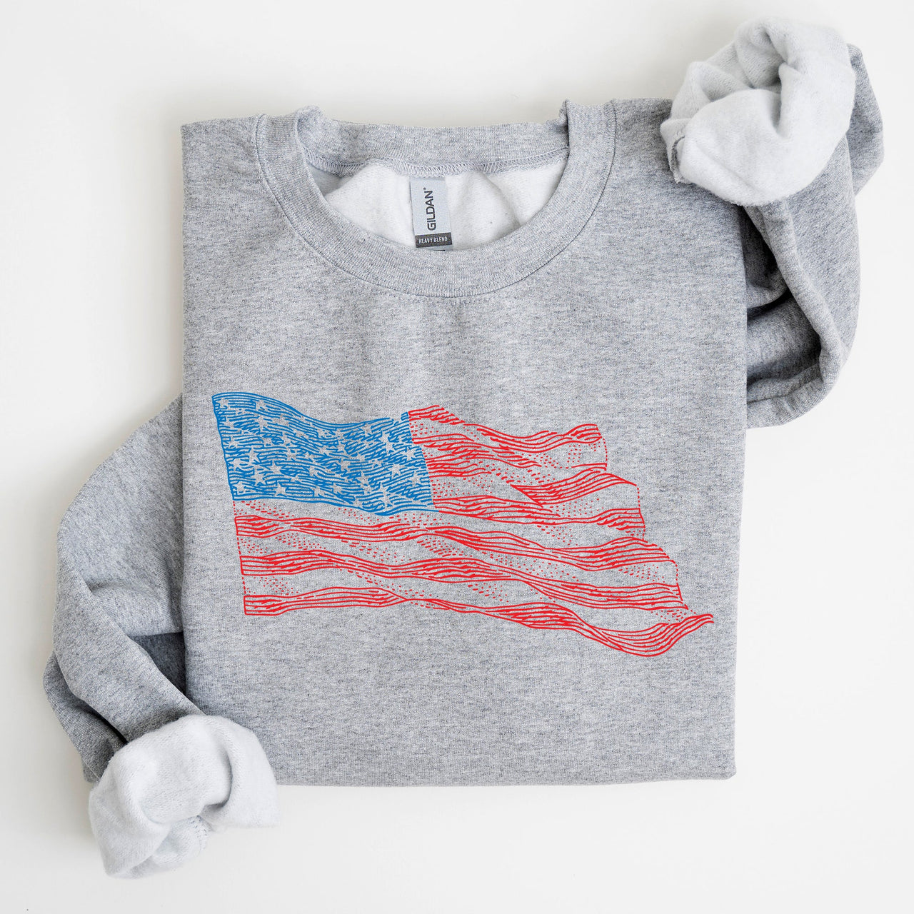 American Flag Illustration Patriotic 4th Of July Celebration Premium Edition Sweatshirt