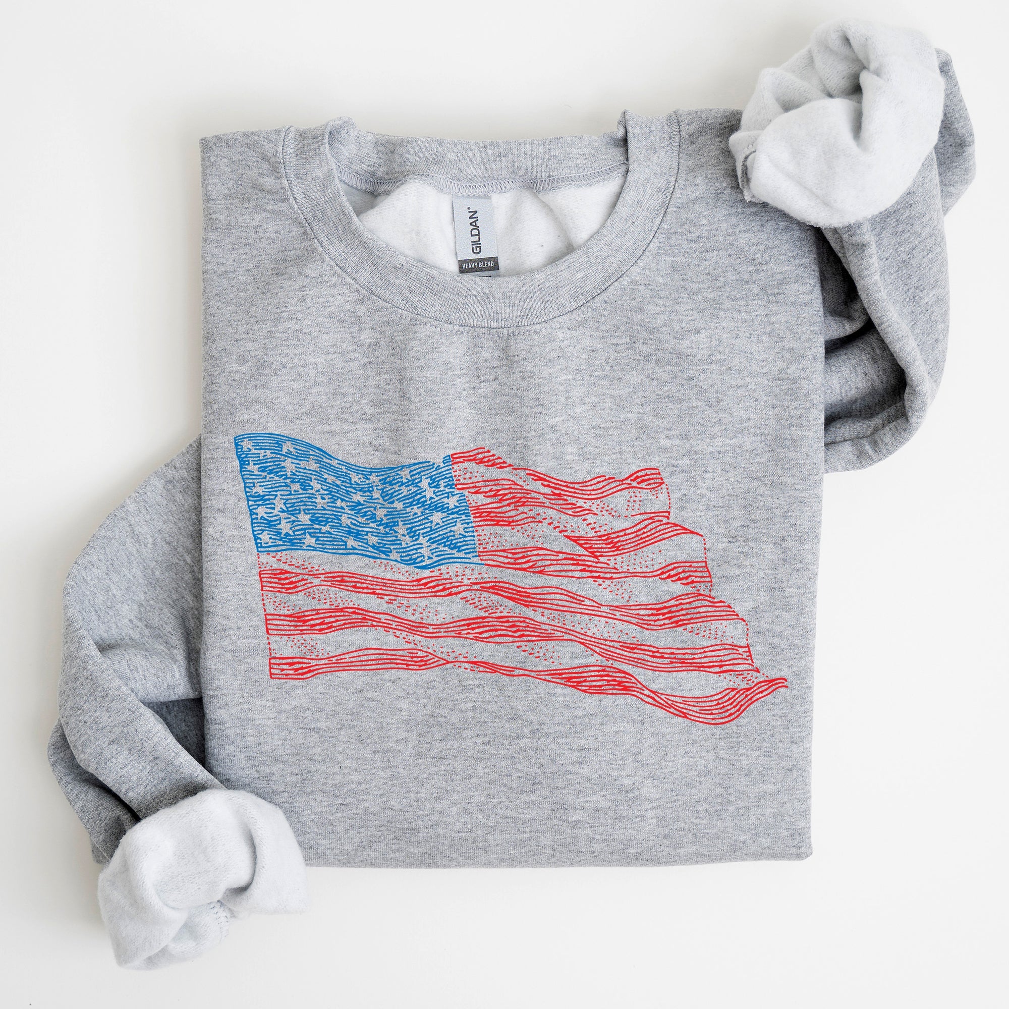 American Flag Illustration Patriotic 4th Of July Celebration Premium Edition Sweatshirt