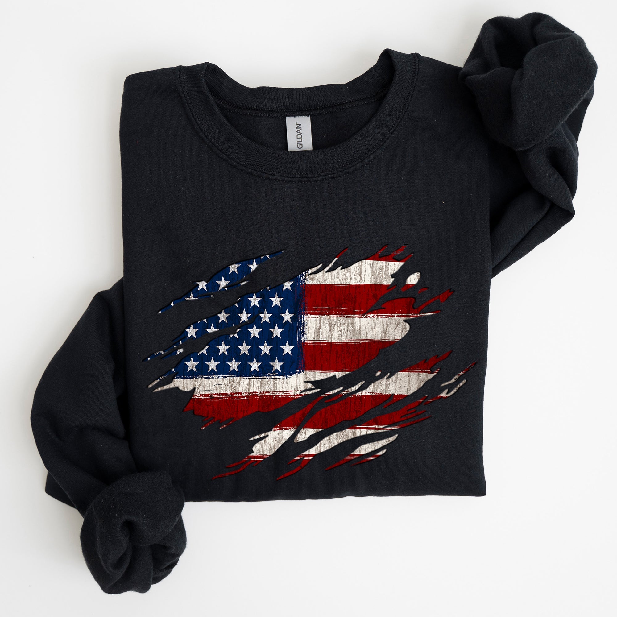 American Flag Patriotic Fourth of July Pride Banner Design Celebrating USA Heritage and Freedom Sweatshirt