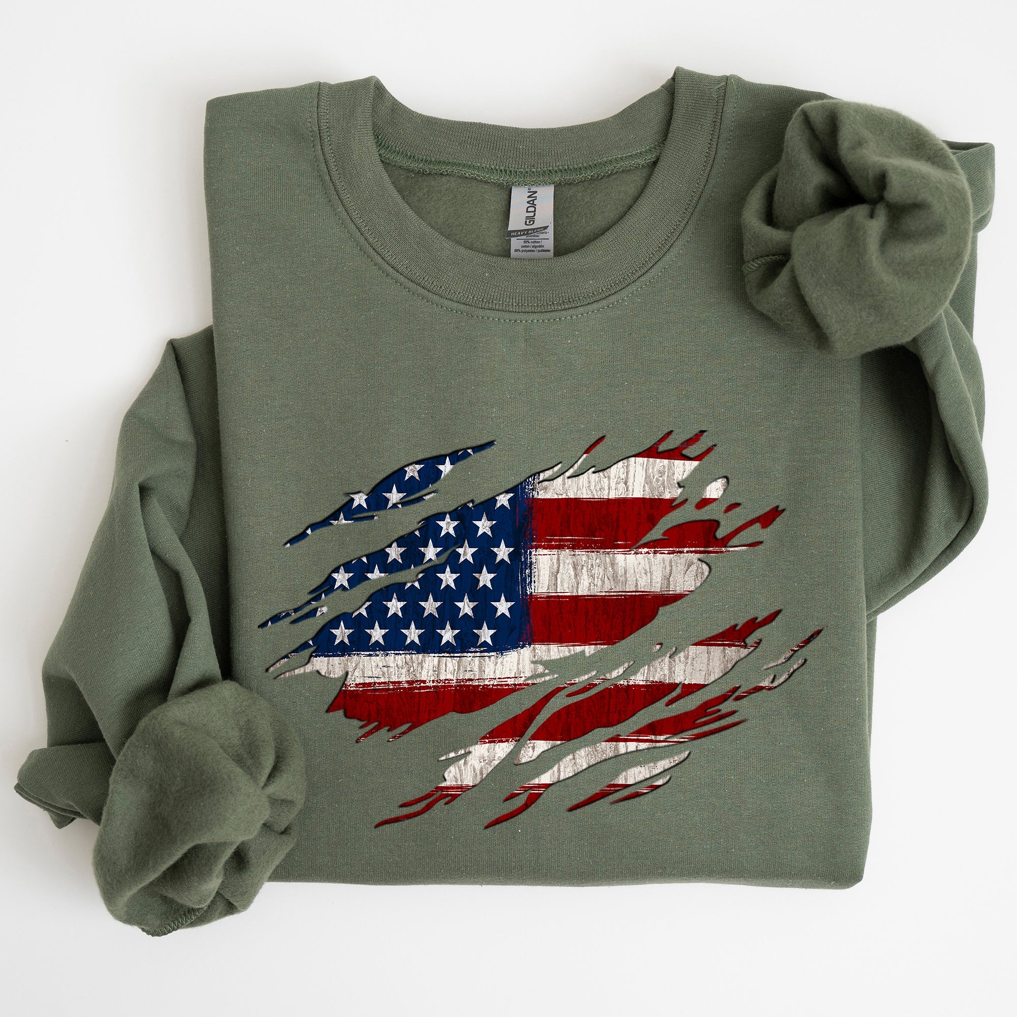 American Flag Patriotic Fourth of July Pride Banner Design Celebrating USA Heritage and Freedom Sweatshirt