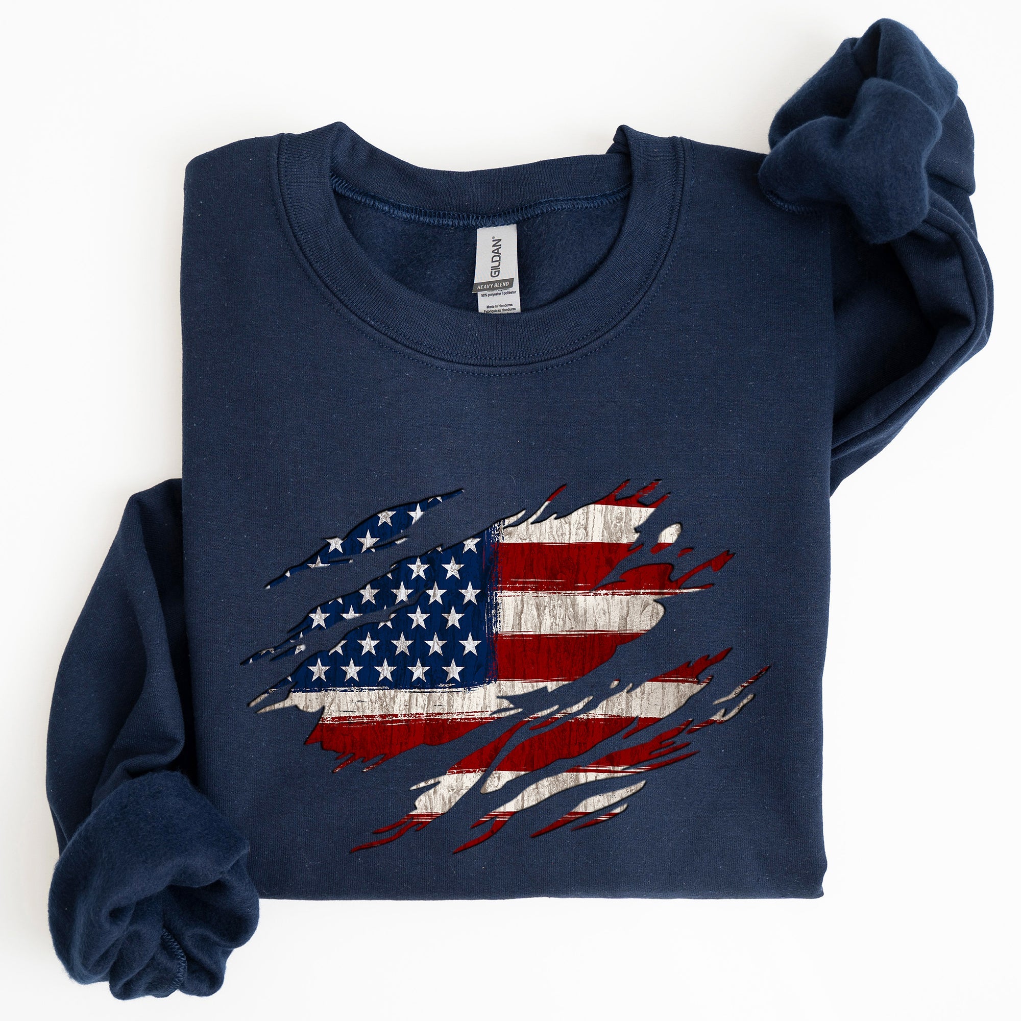 American Flag Patriotic Fourth of July Pride Banner Design Celebrating USA Heritage and Freedom Sweatshirt