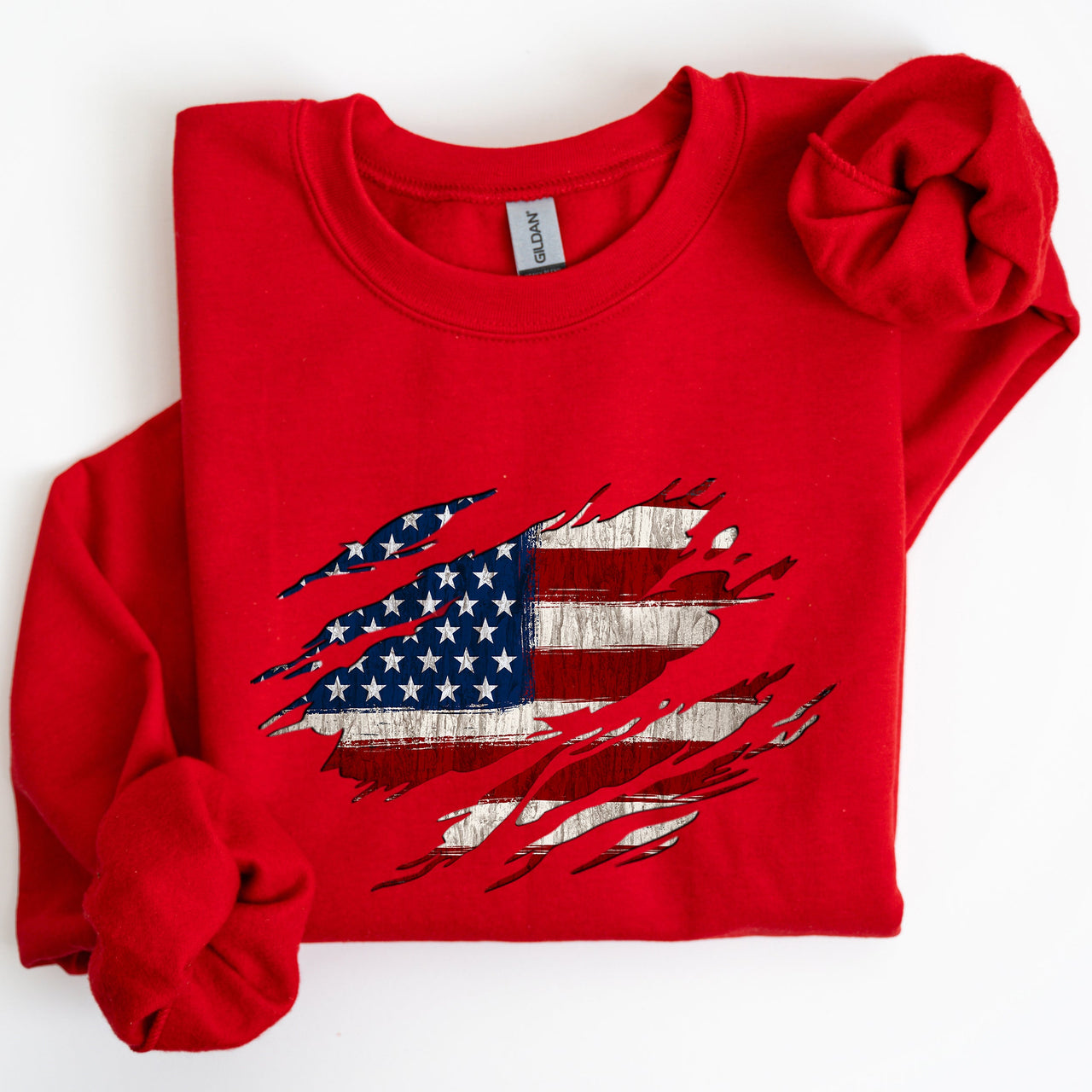 American Flag Patriotic Fourth of July Pride Banner Design Celebrating USA Heritage and Freedom Sweatshirt
