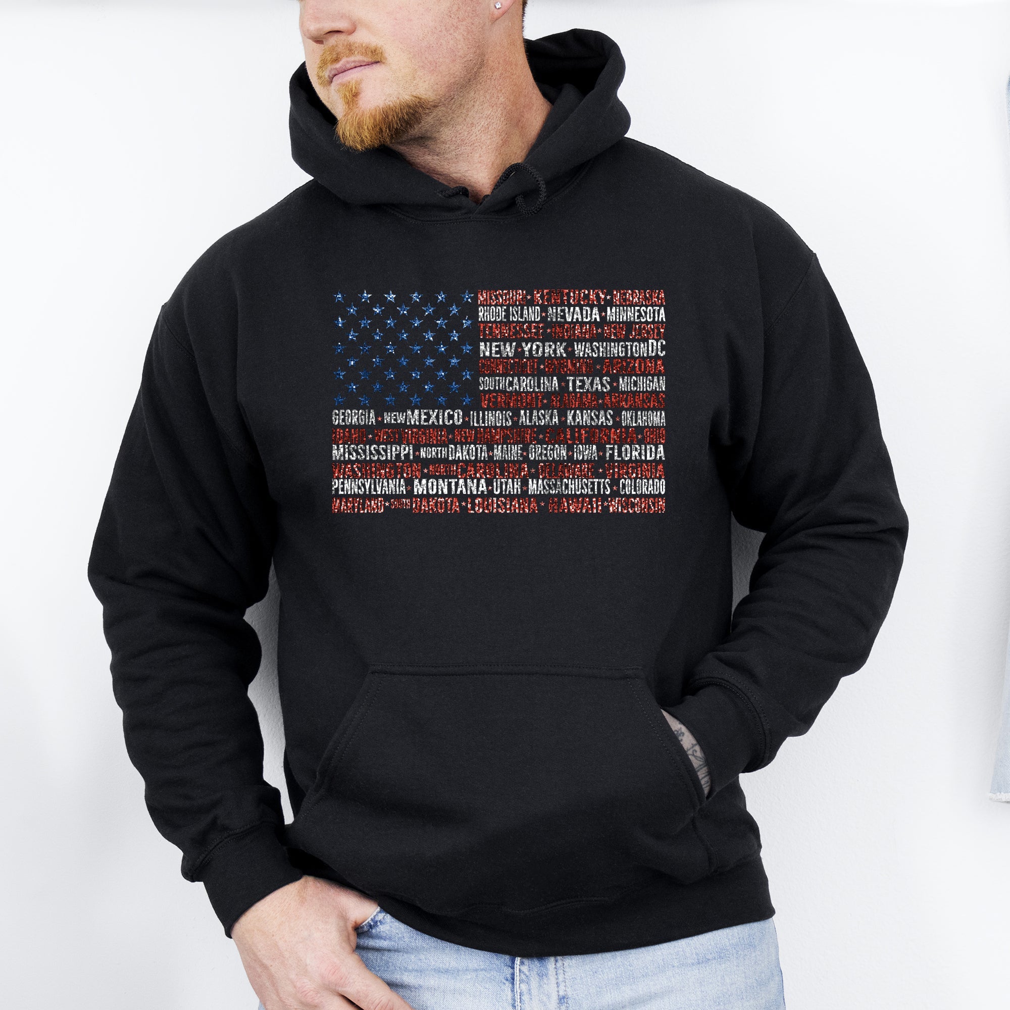Graphic American Flag States Patriot USA Fourth of July Limited Edition Patriotic Hoodie