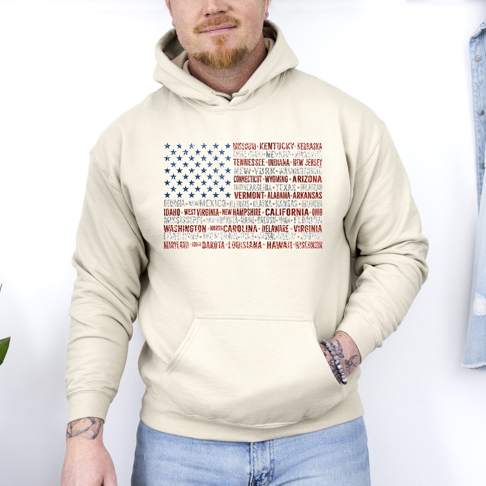 Graphic American Flag States Patriot USA Fourth of July Limited Edition Patriotic Hoodie