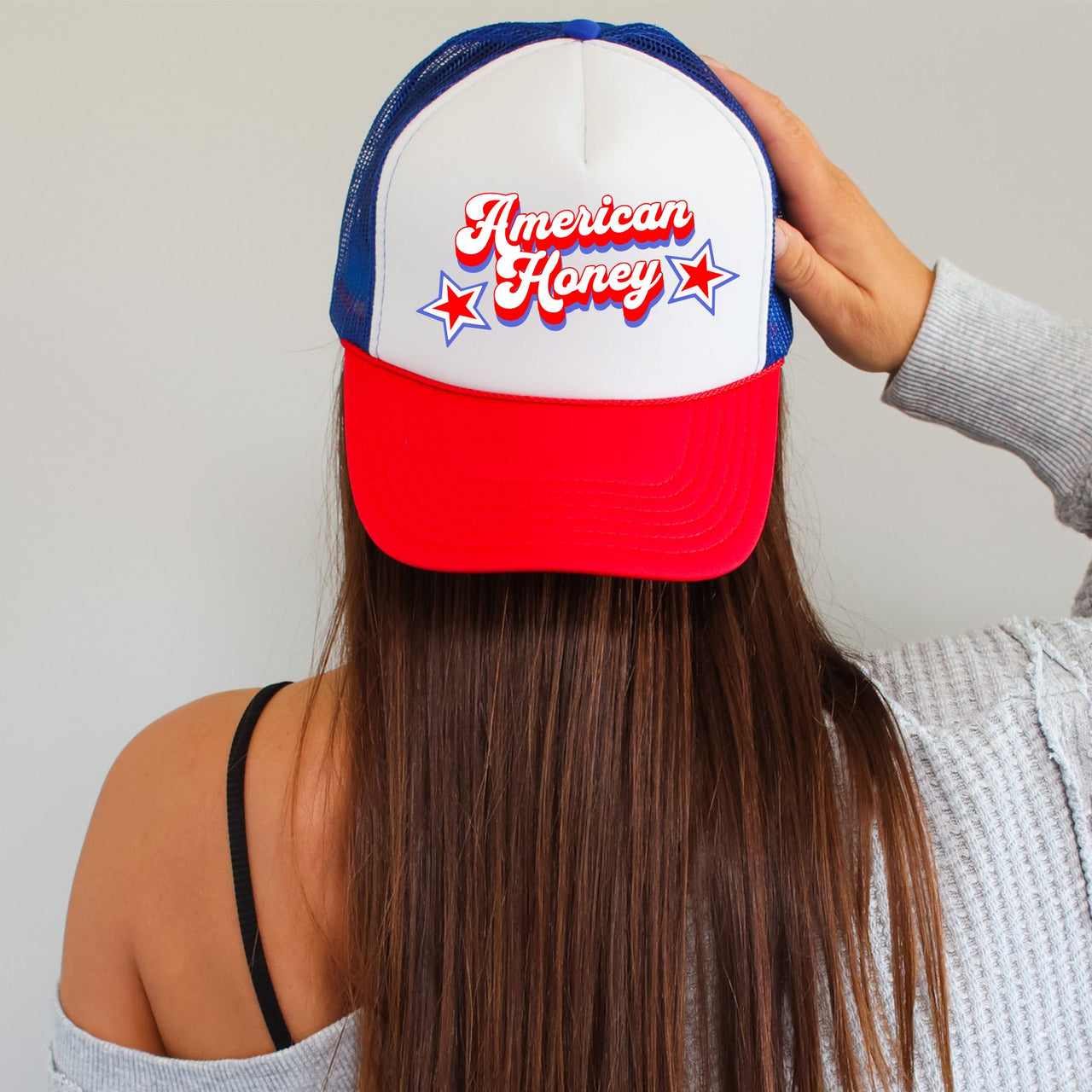 American Honey Patriotic Lightning Bolt Flag Eagle Fourth Of July Celebration Theme Snapback Trucker Hat