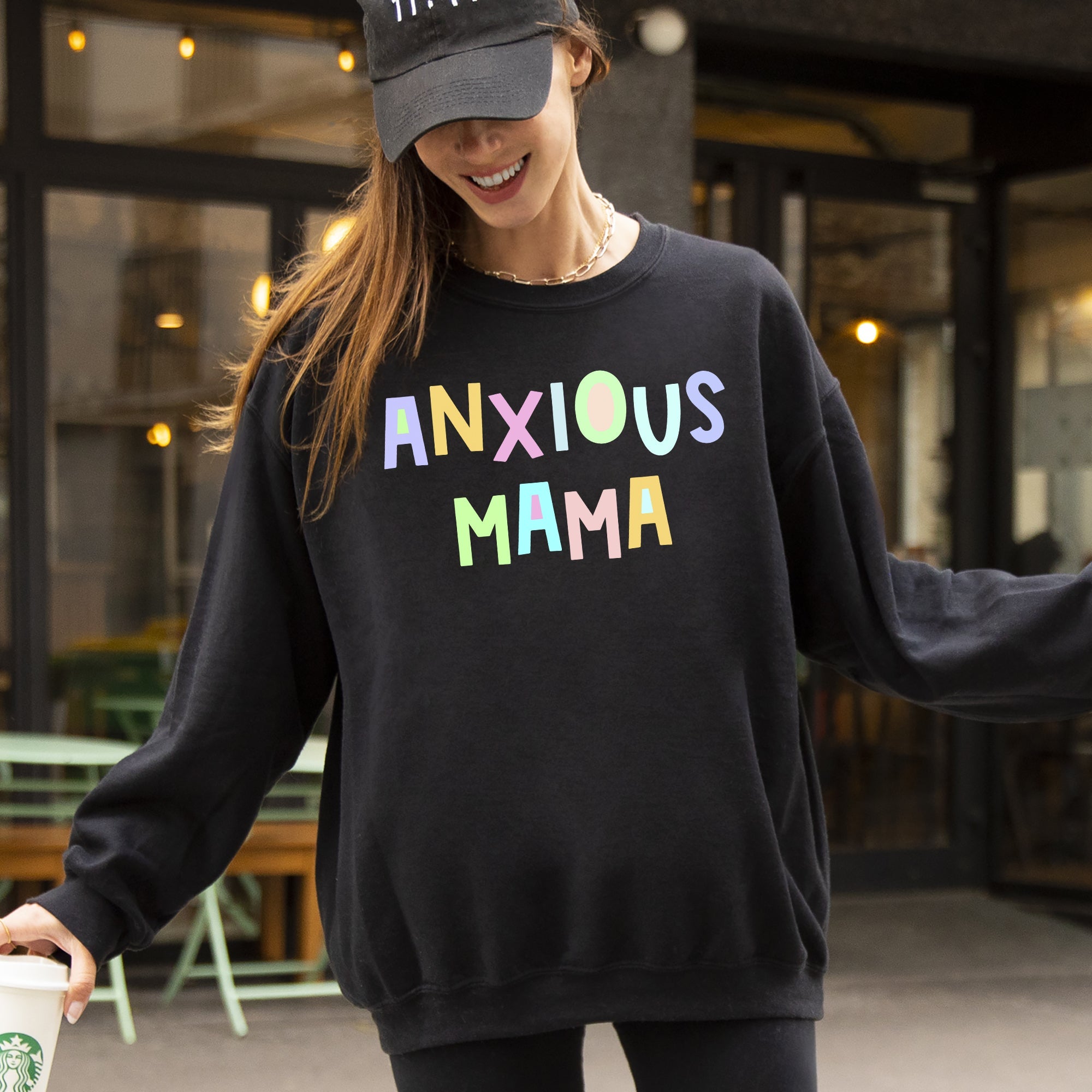 Anxious Mama Positivity And Humor Pastel Colorful Vibes For The Modern Mom Sweatshirt