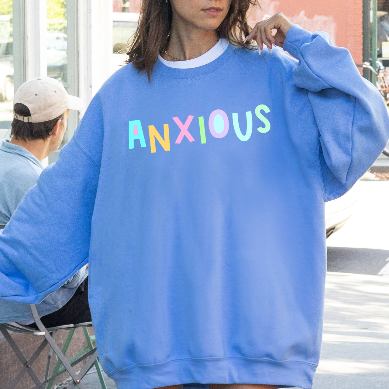 Anxious Positivity Sarcastic Mental Health Awareness Moms Cozy Graphic Sweatshirt
