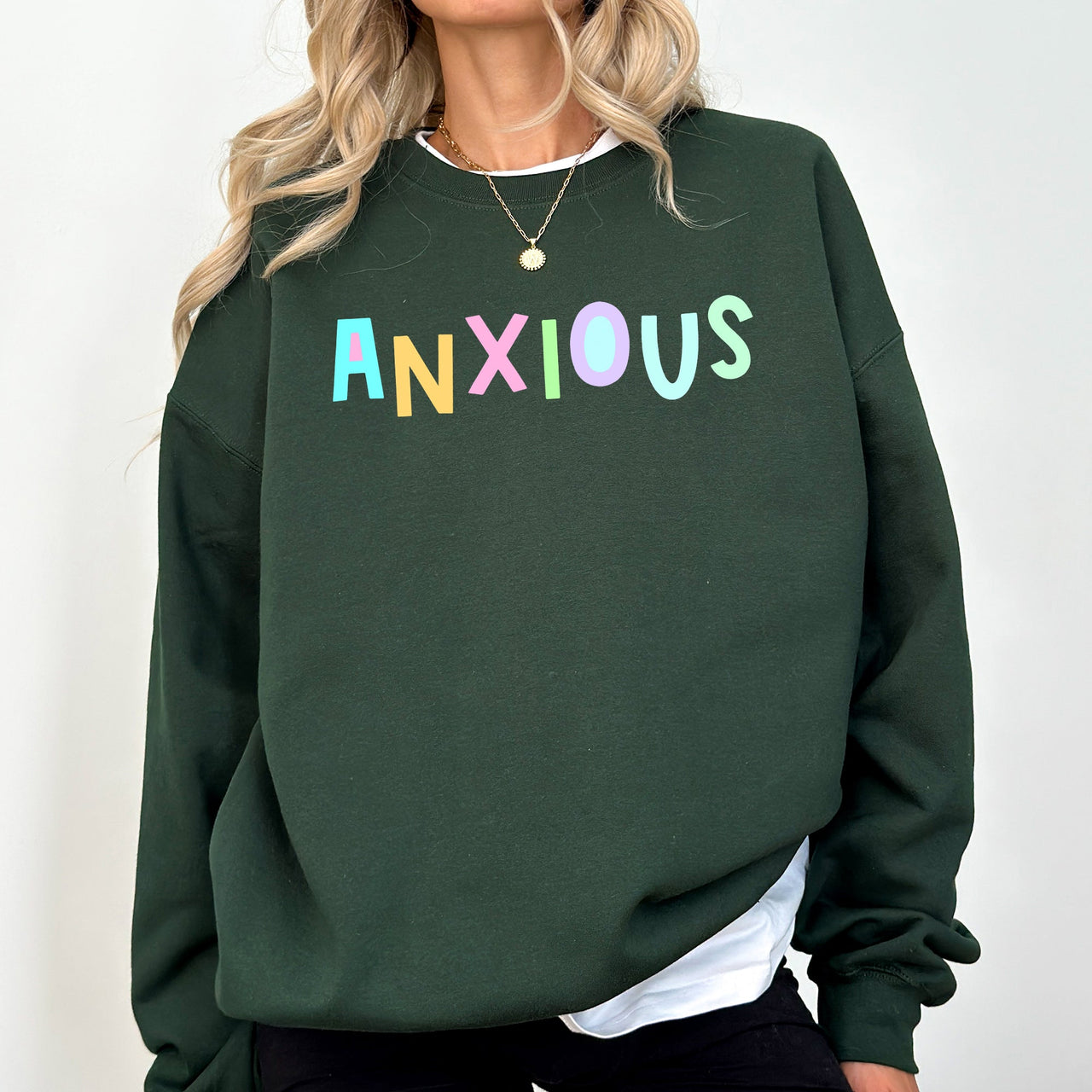 Anxious Positivity Sarcastic Mental Health Awareness Moms Cozy Graphic Sweatshirt