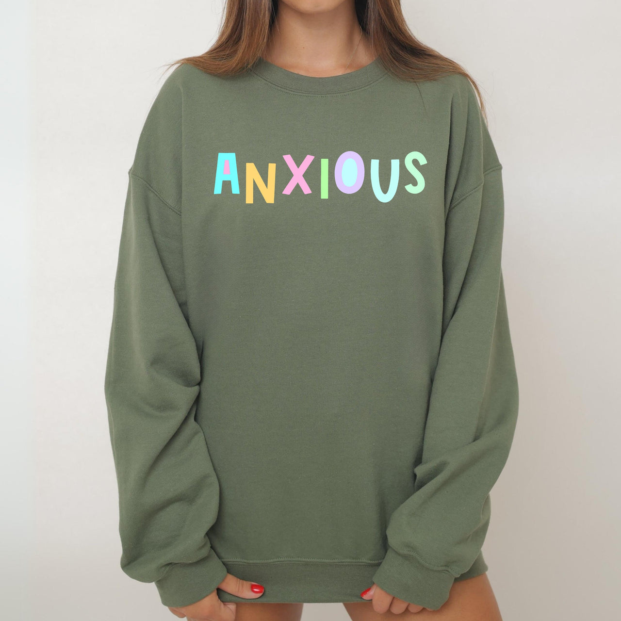 Anxious Positivity Sarcastic Mental Health Awareness Moms Cozy Graphic Sweatshirt