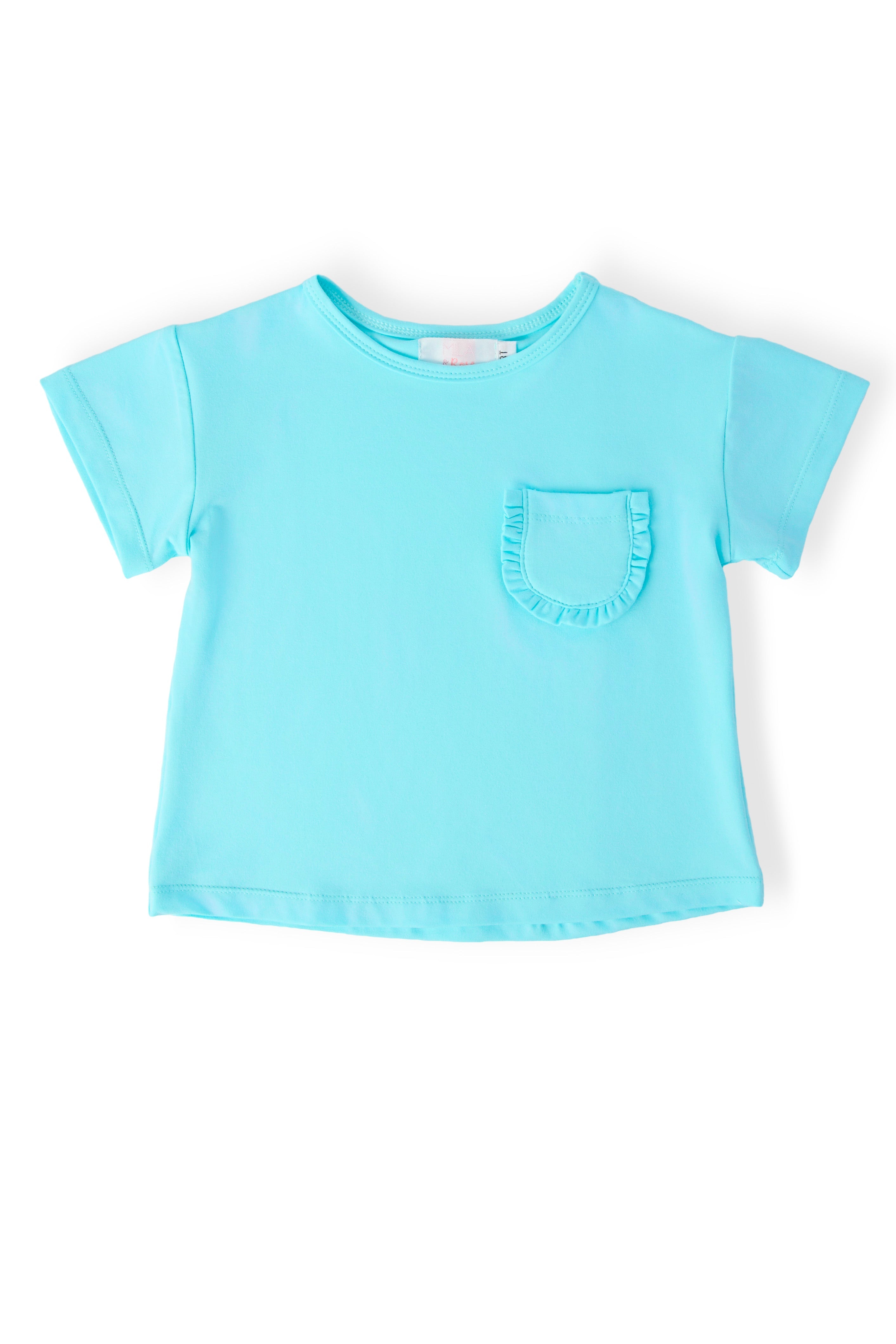 Aqua Ruffle Pocket Tee