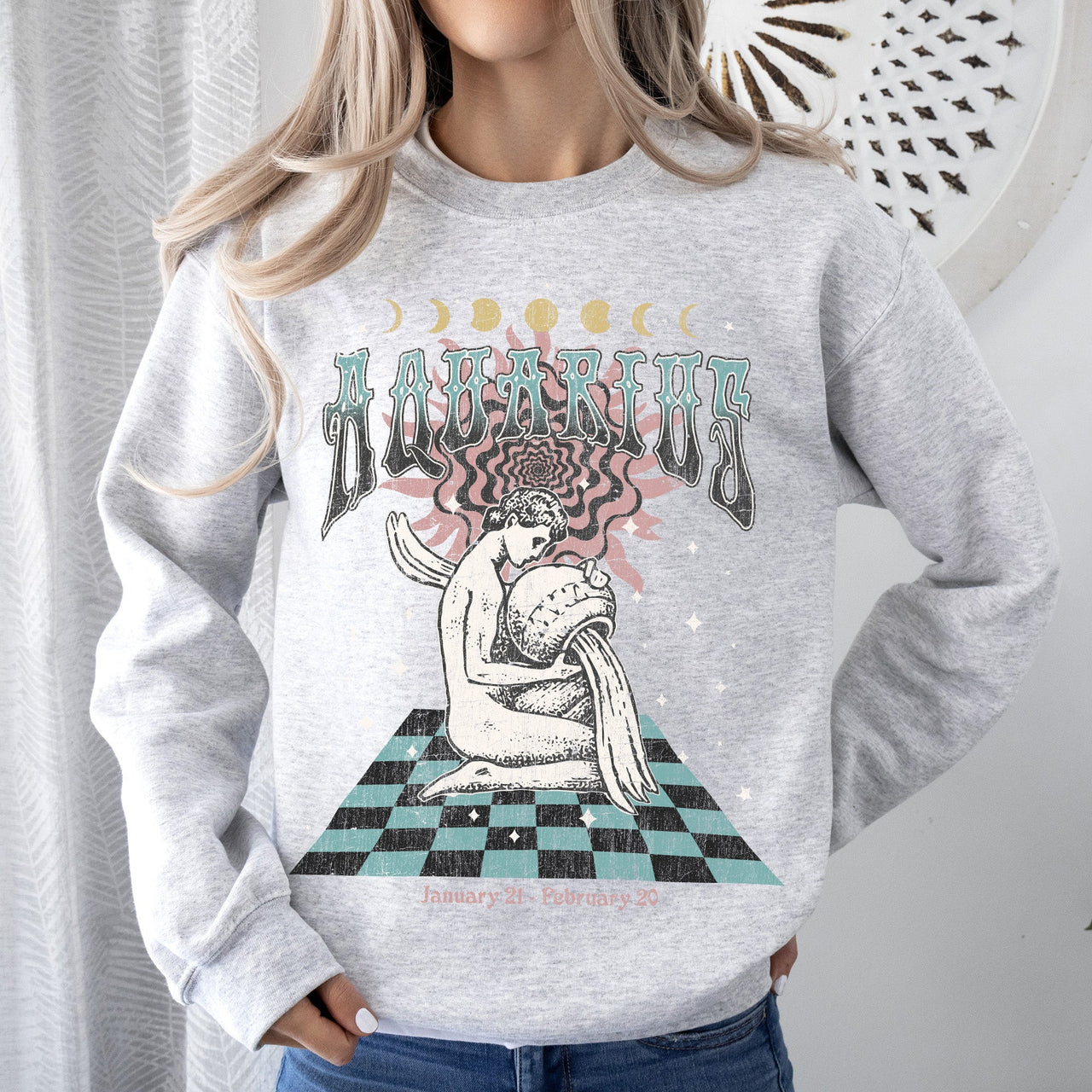 Aquarius Zodiac Astrology Horoscope Cosmic Sign Graphic Expression For Astrology Lovers And Cosmic Dreamers Sweatshirt