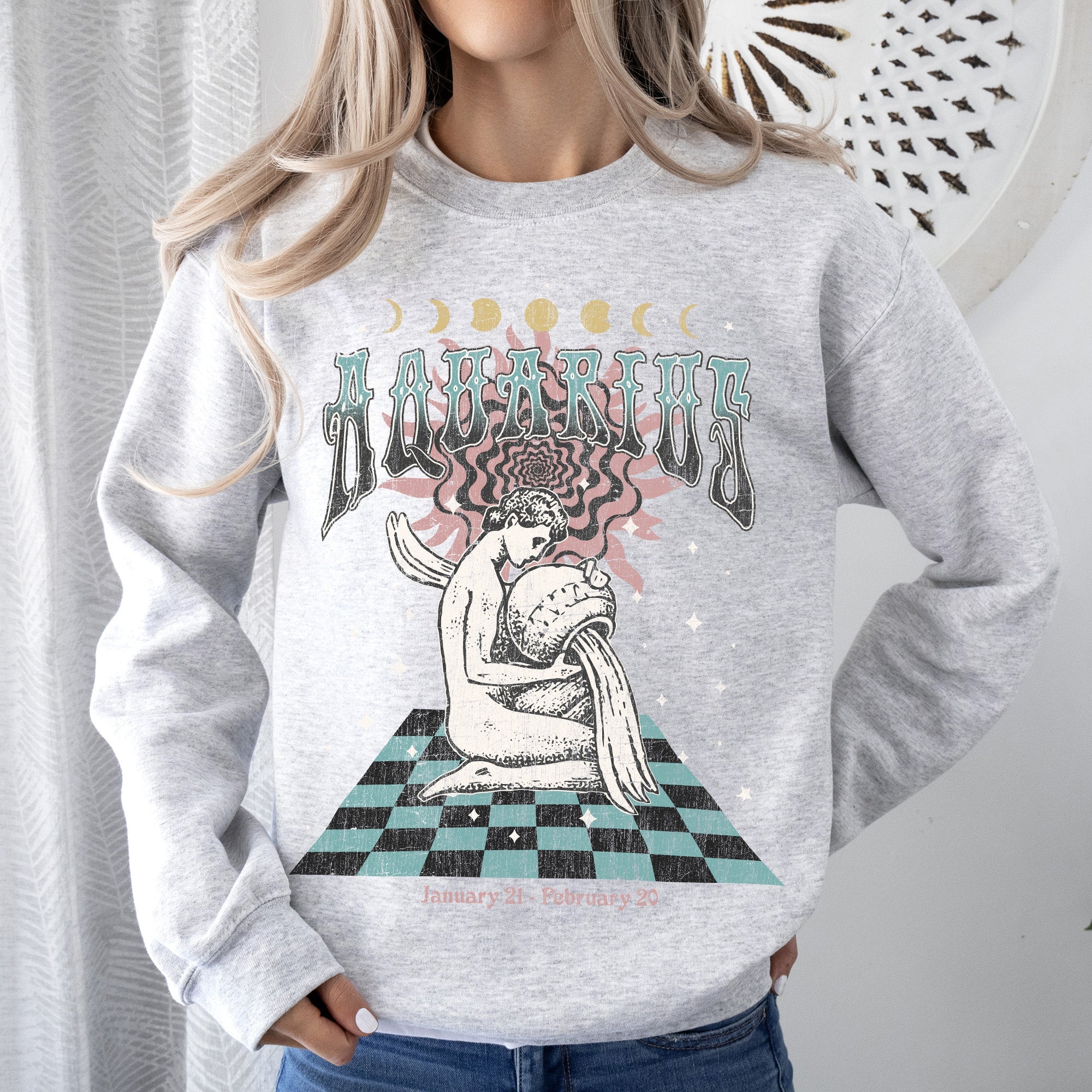 Aquarius Zodiac Astrology Horoscope Cosmic Sign Graphic Expression For Astrology Lovers And Cosmic Dreamers Sweatshirt