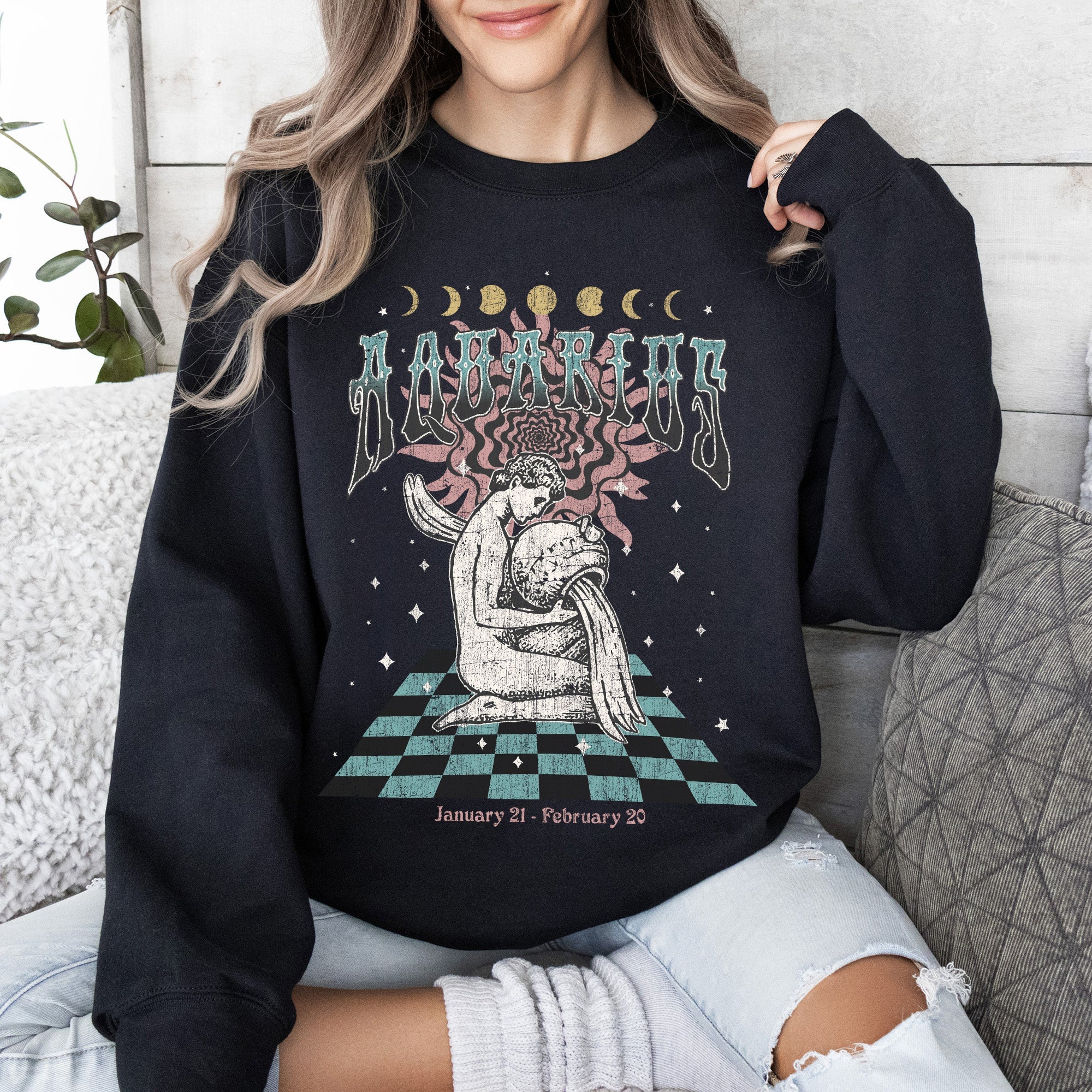 Aquarius Zodiac Astrology Horoscope Cosmic Sign Graphic Expression For Astrology Lovers And Cosmic Dreamers Sweatshirt