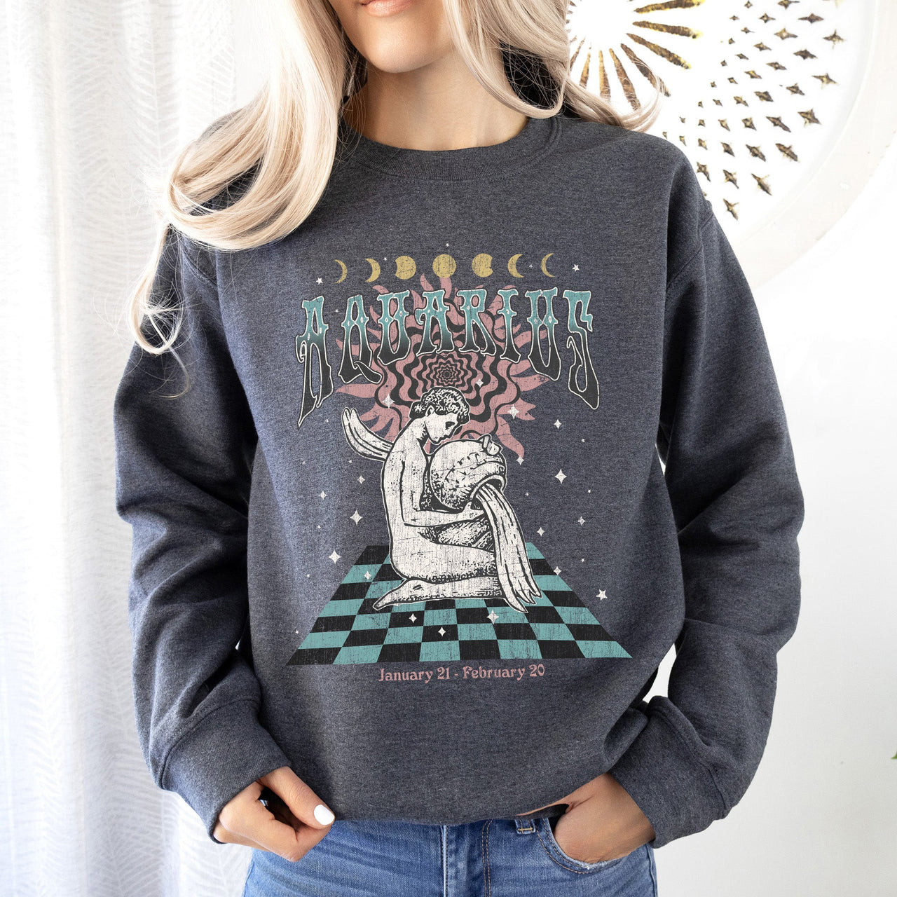 Aquarius Zodiac Astrology Horoscope Cosmic Sign Graphic Expression For Astrology Lovers And Cosmic Dreamers Sweatshirt