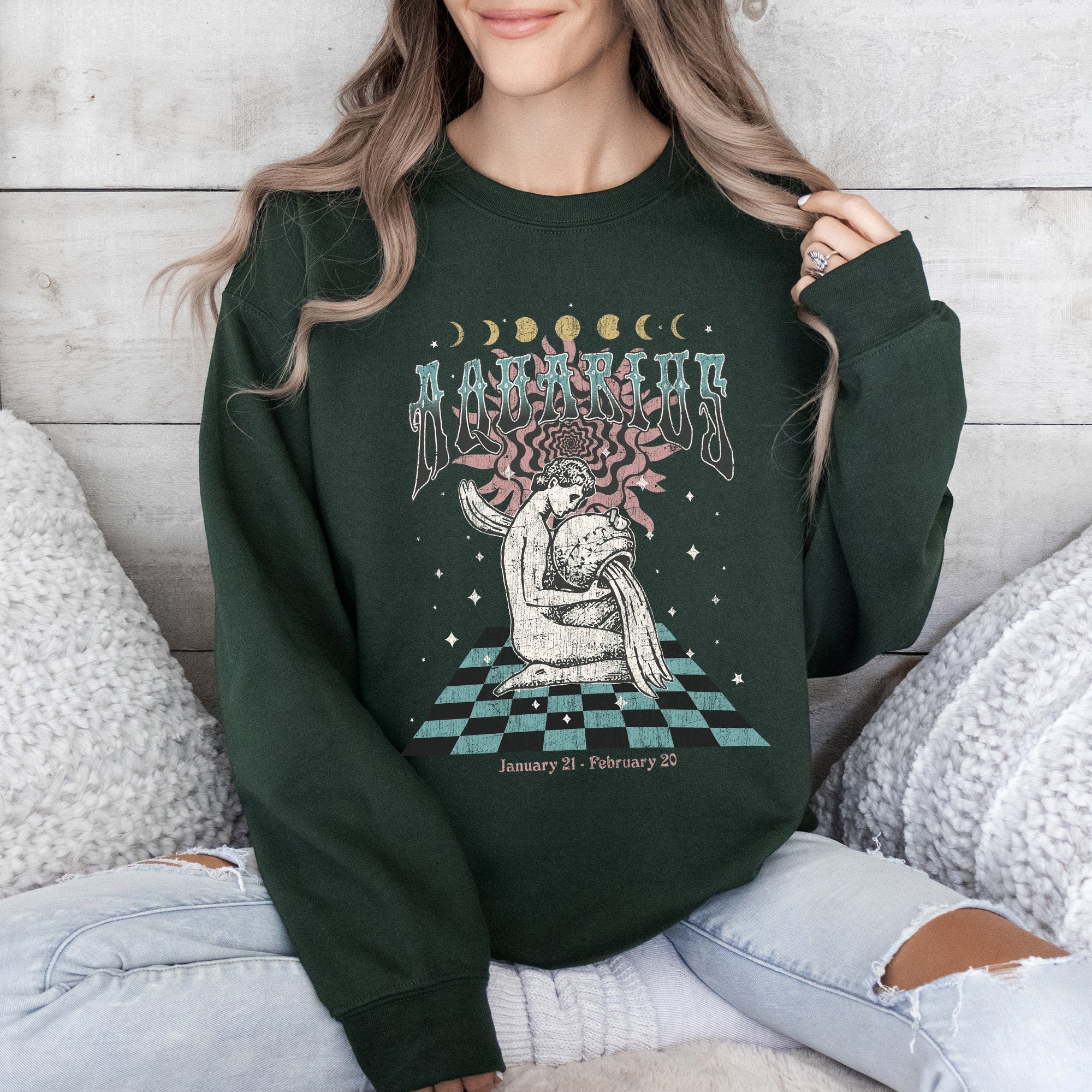 Aquarius Zodiac Astrology Horoscope Cosmic Sign Graphic Expression For Astrology Lovers And Cosmic Dreamers Sweatshirt