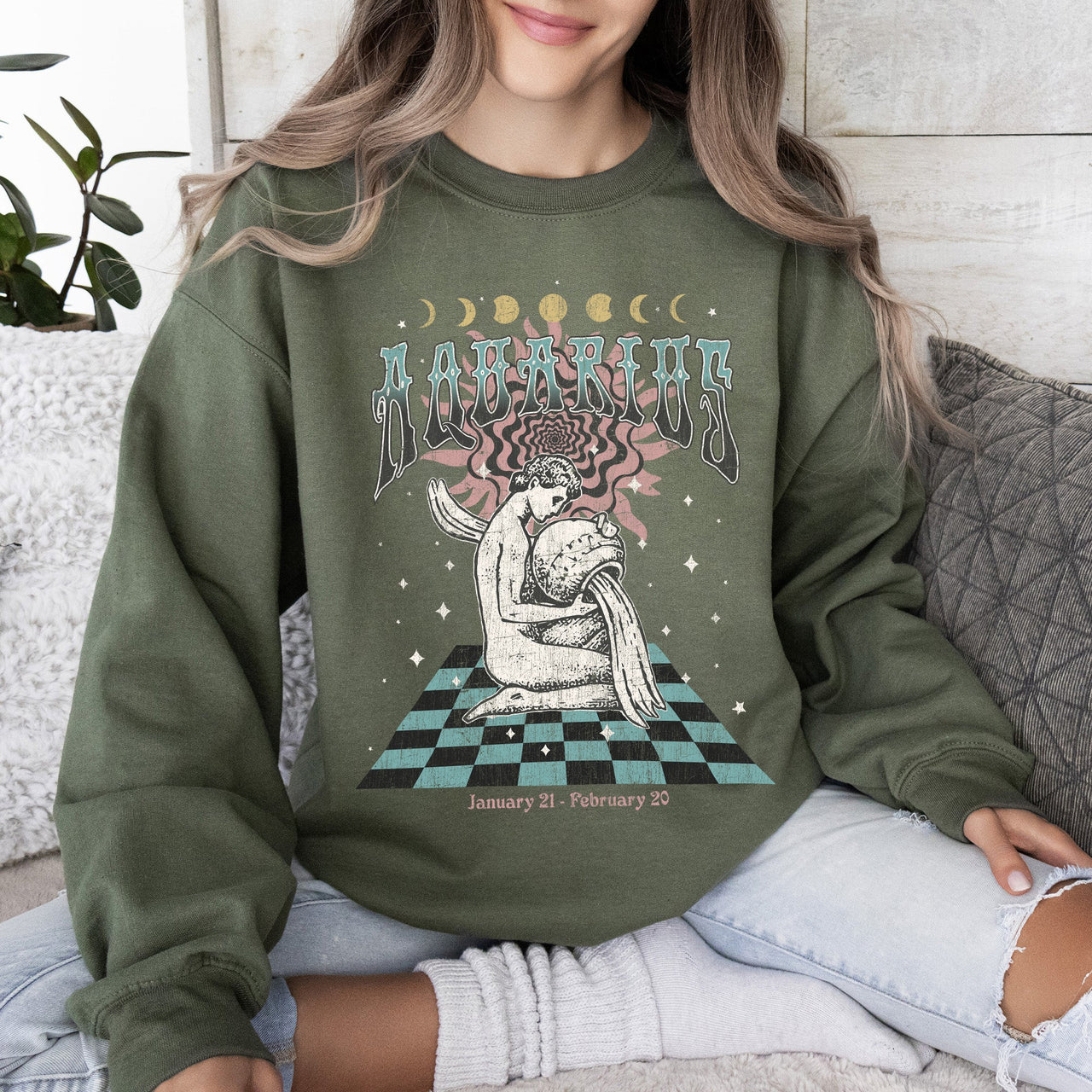 Aquarius Zodiac Astrology Horoscope Cosmic Sign Graphic Expression For Astrology Lovers And Cosmic Dreamers Sweatshirt