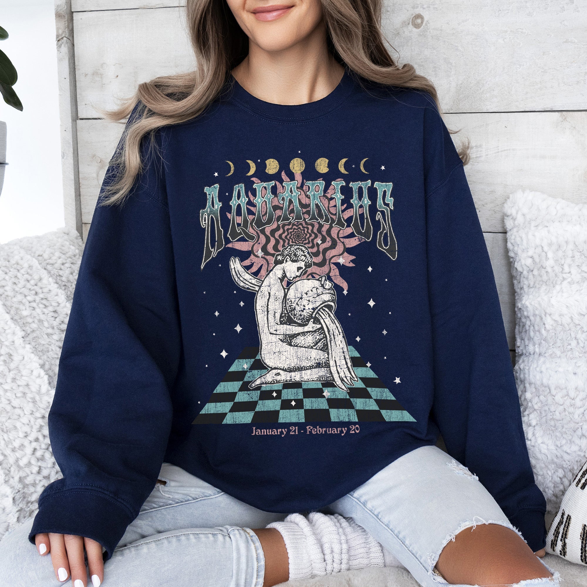 Aquarius Zodiac Astrology Horoscope Cosmic Sign Graphic Expression For Astrology Lovers And Cosmic Dreamers Sweatshirt
