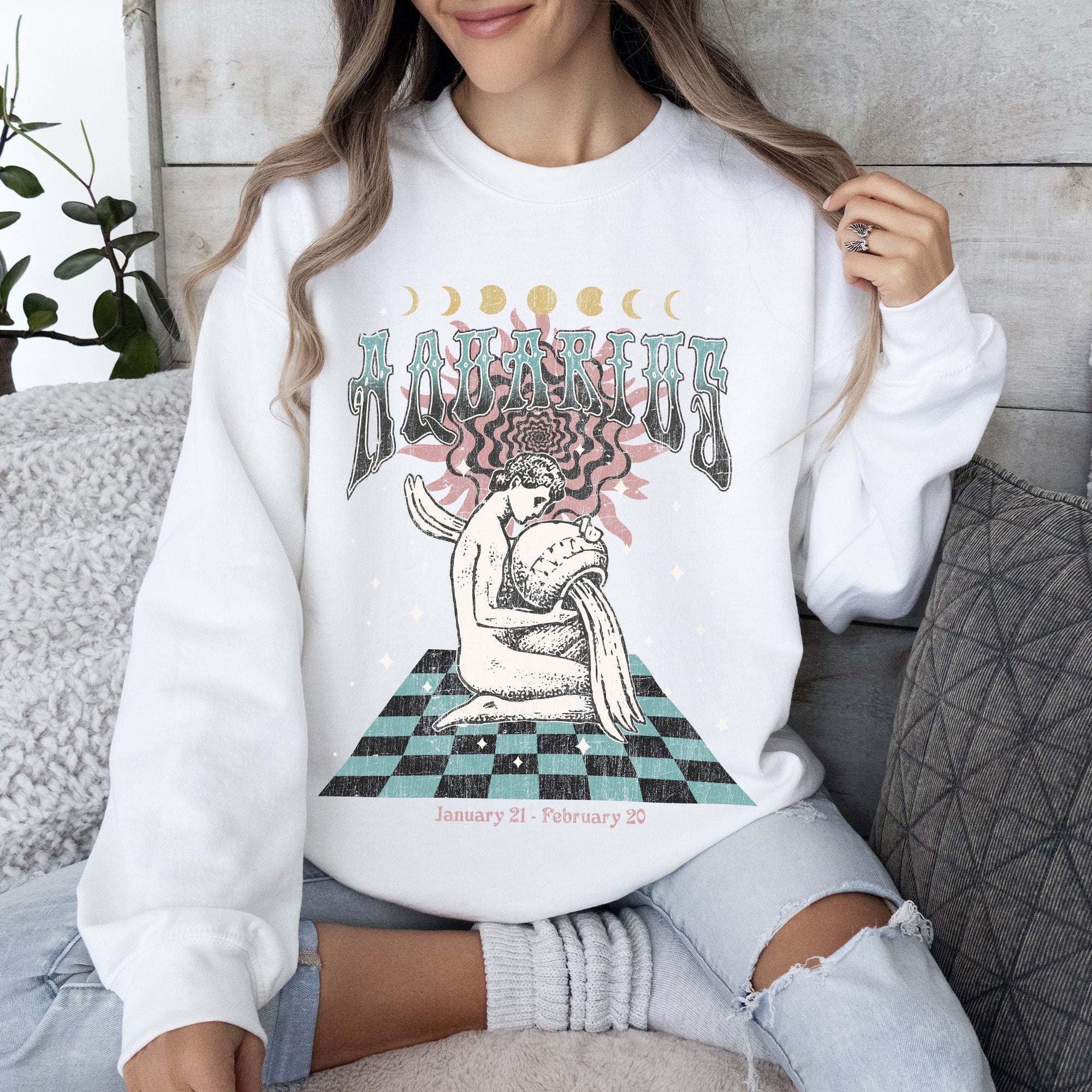 Aquarius Zodiac Astrology Horoscope Cosmic Sign Graphic Expression For Astrology Lovers And Cosmic Dreamers Sweatshirt