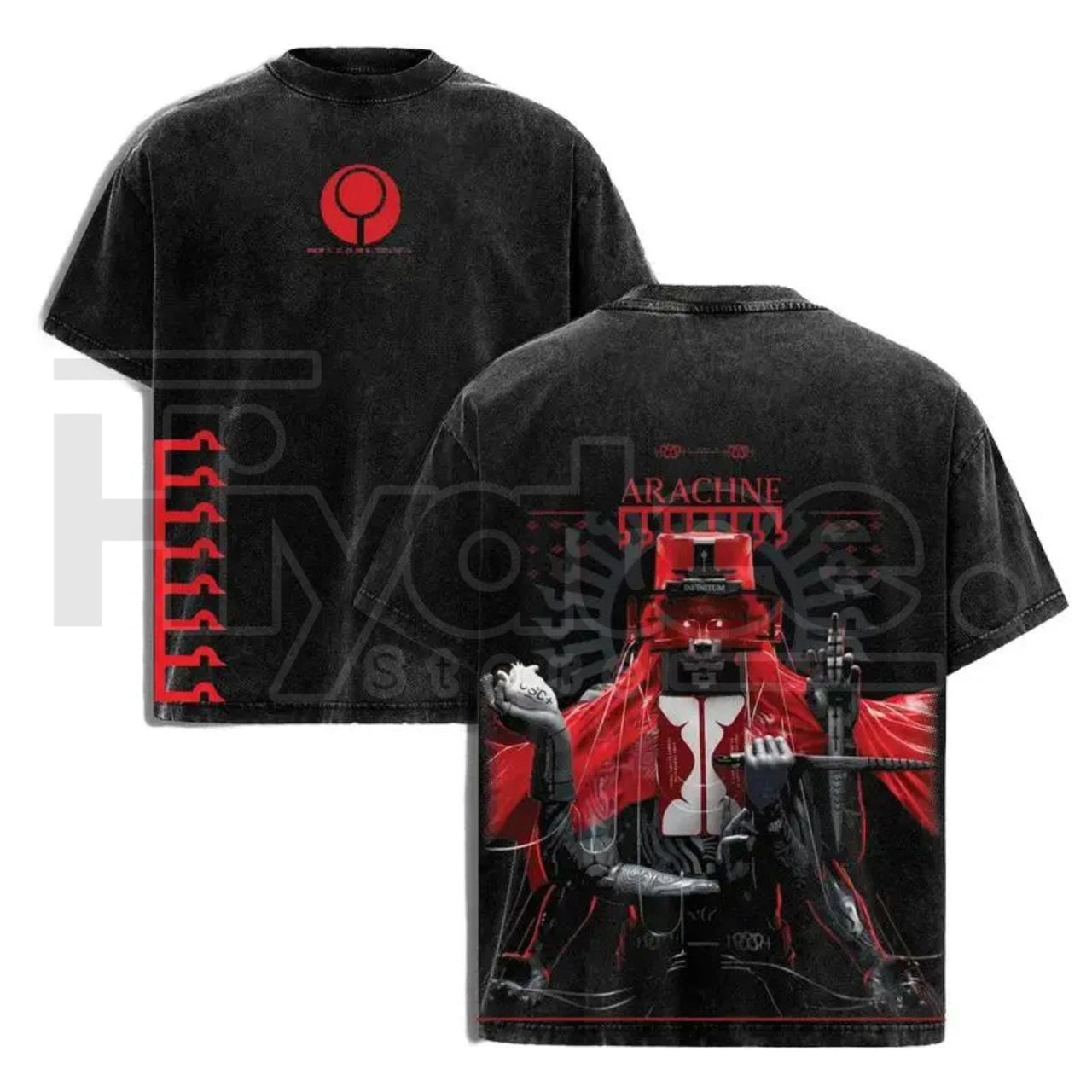 Arachne Neon Sci-Fi Graphic T-Shirt – Oversized Heavyweight Cotton Gaming Streetwear Tee