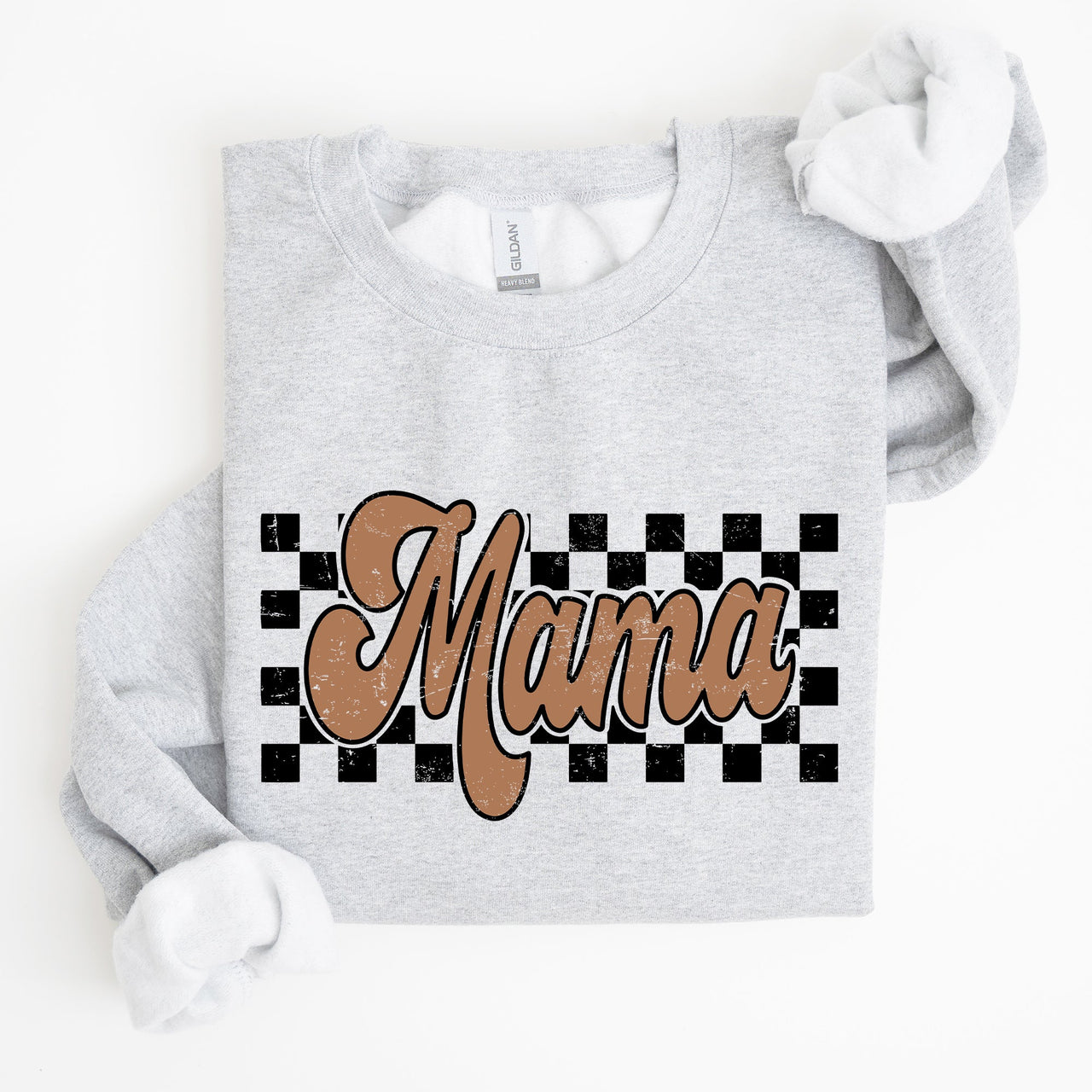 Mama Retro Checkered Soft Fleece Inside Vintage Style Everyday Comfort Sweatshirt