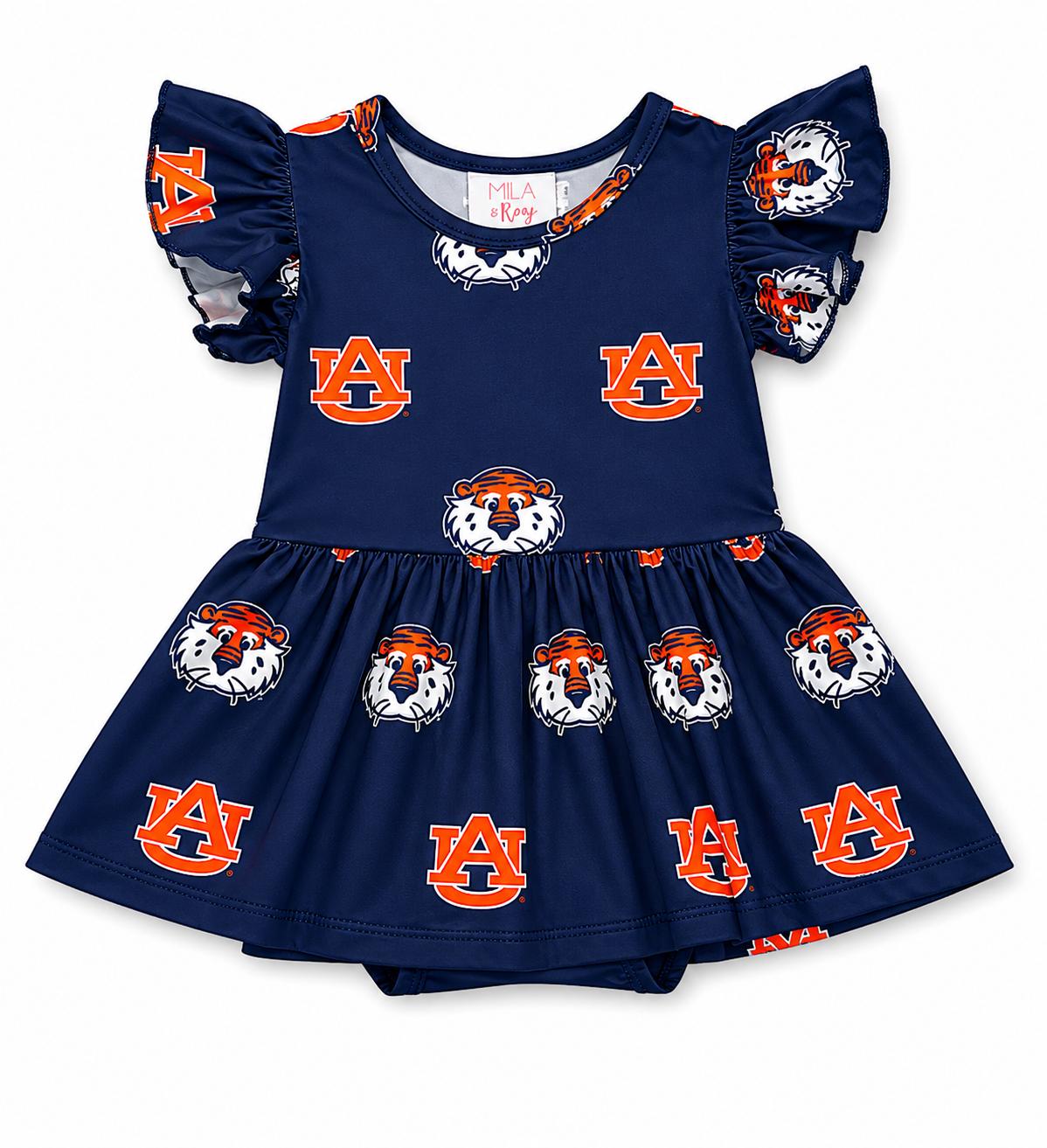 Auburn Blue Aubie S/S Flutter Twirl Bodysuit