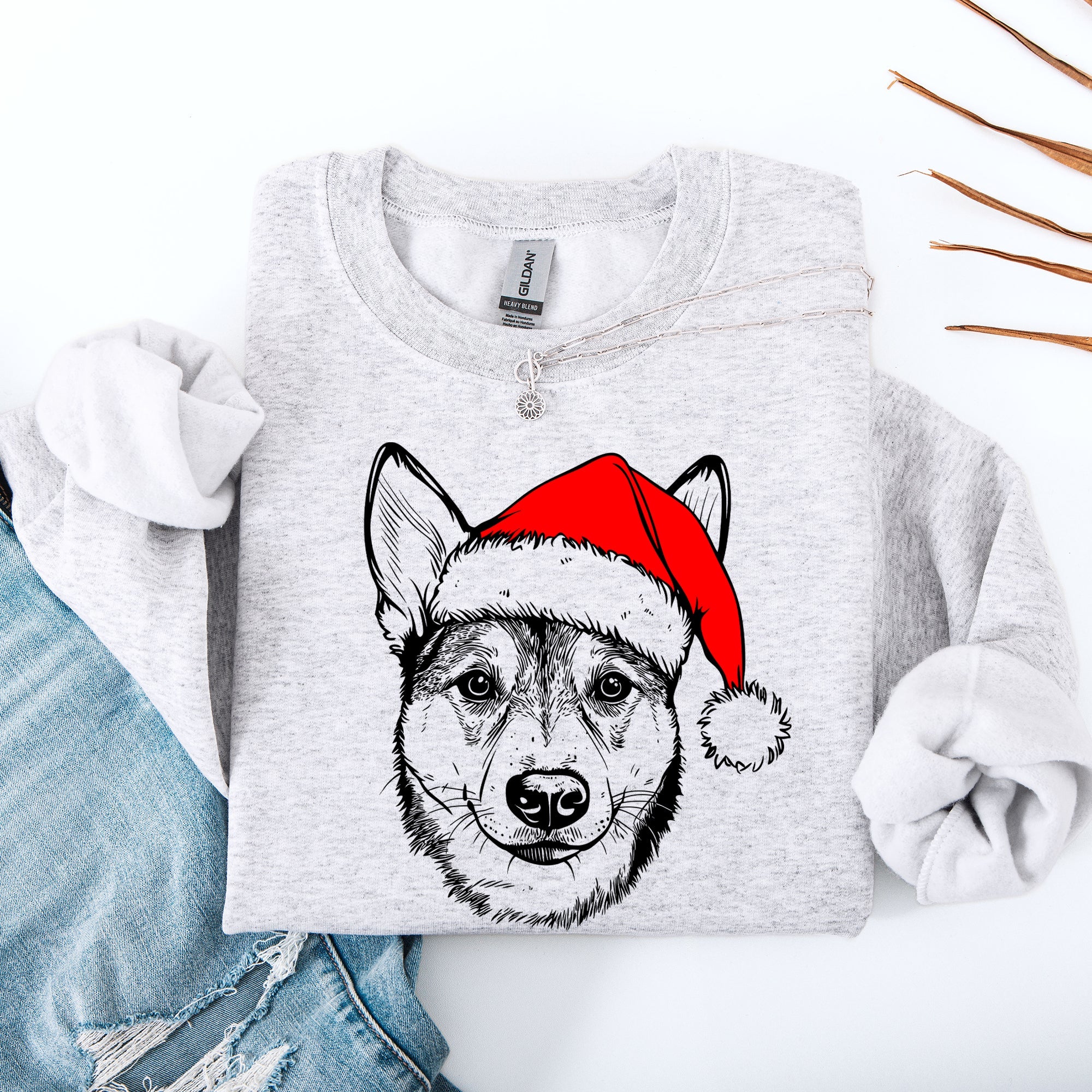 Australian Cattle Dog Blue Heeler Santa Christmas Dog Lover Festive Holiday Sweatshirt